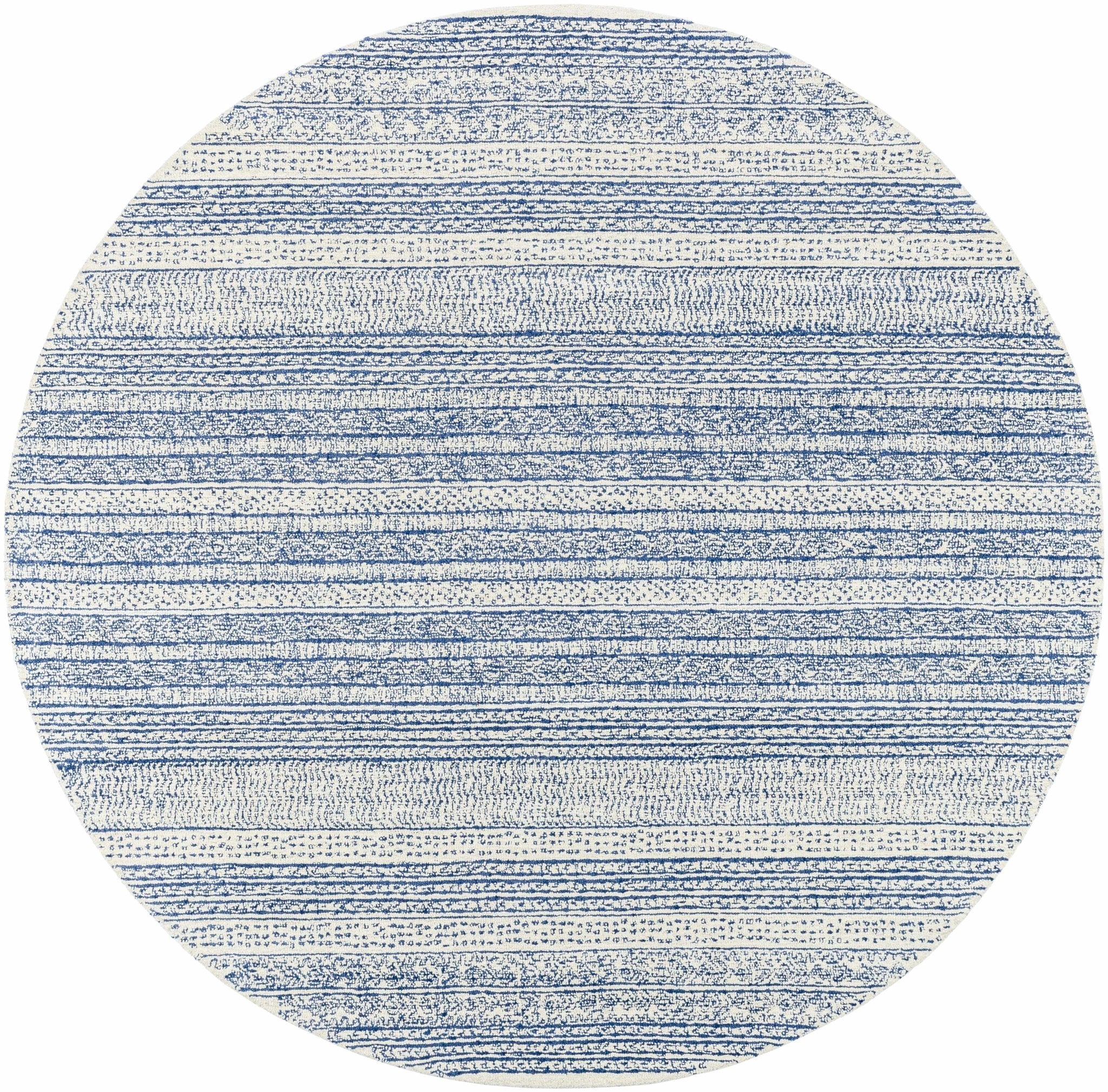 Tribal Design Blue and Ivory Hand Tufted Stripes design multi Size wool area Rug - Image 15