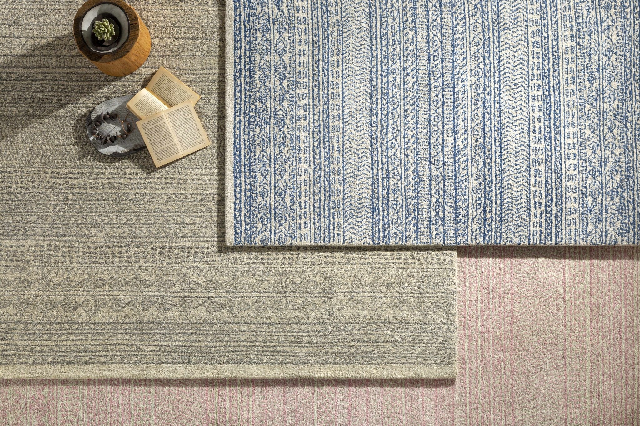 Tribal Design Blue and Ivory Hand Tufted Stripes design multi Size wool area Rug - Image 3
