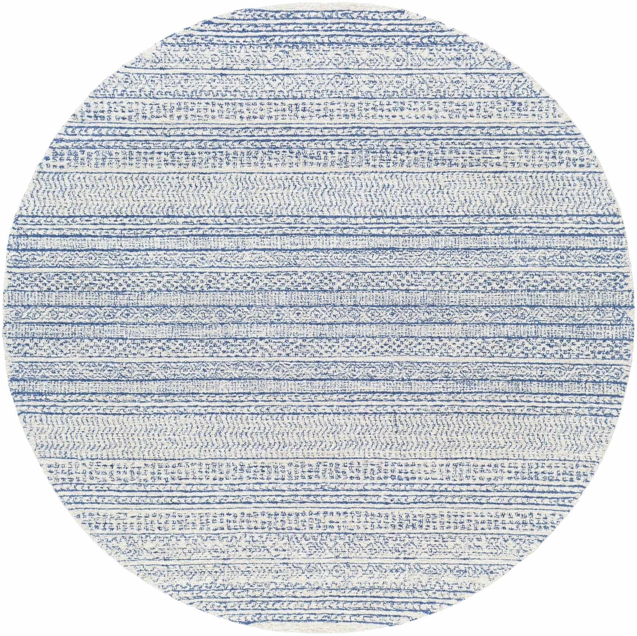 Tribal Design Blue and Ivory Hand Tufted Stripes design multi Size wool area Rug - Image 5