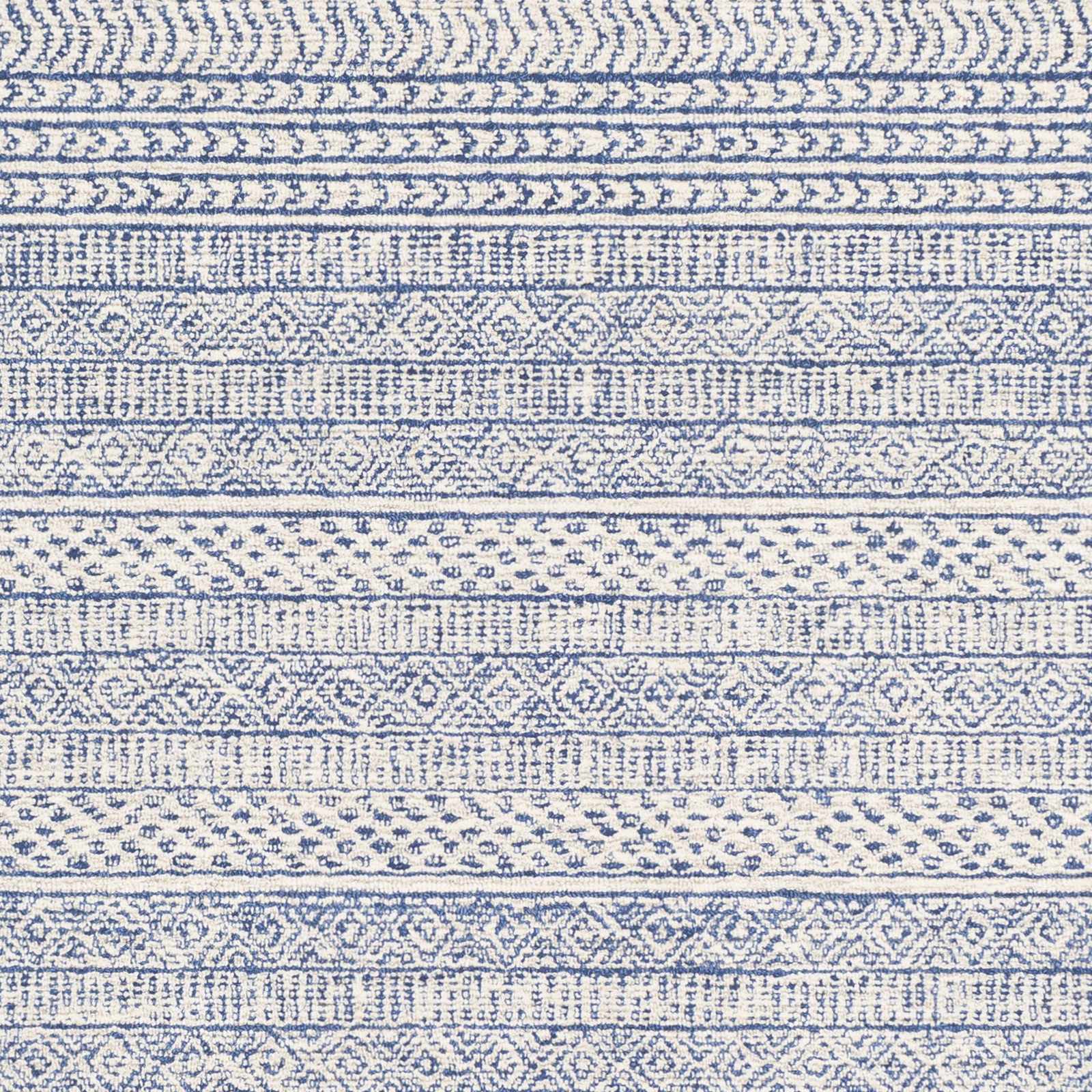 Tribal Design Blue and Ivory Hand Tufted Stripes design multi Size wool area Rug - Image 6