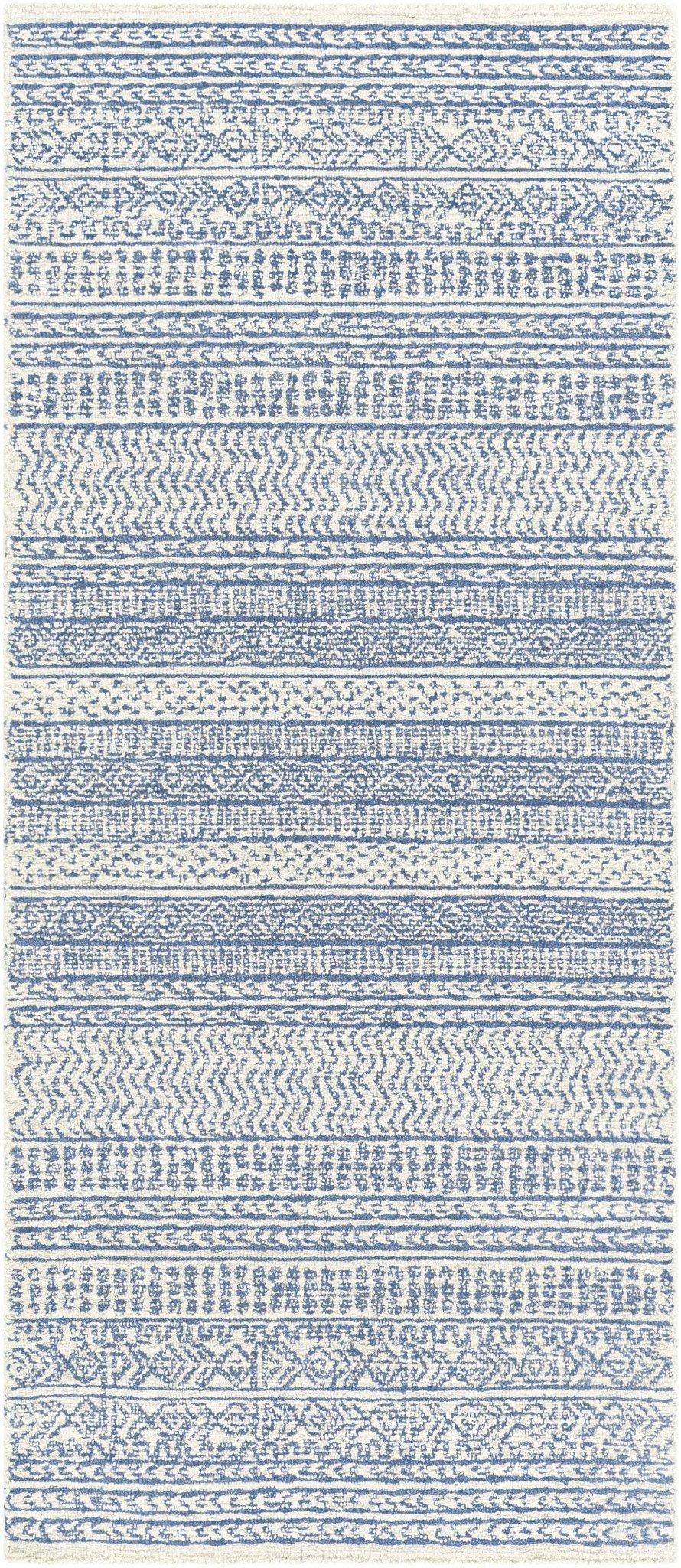 Tribal Design Blue and Ivory Hand Tufted Stripes design multi Size wool area Rug - Image 9