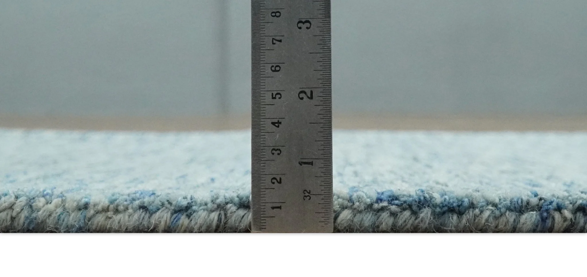 Custom Made Blue and Ivory Shaded Solid Wool Hand Woven Layering Area Rug - Image 7