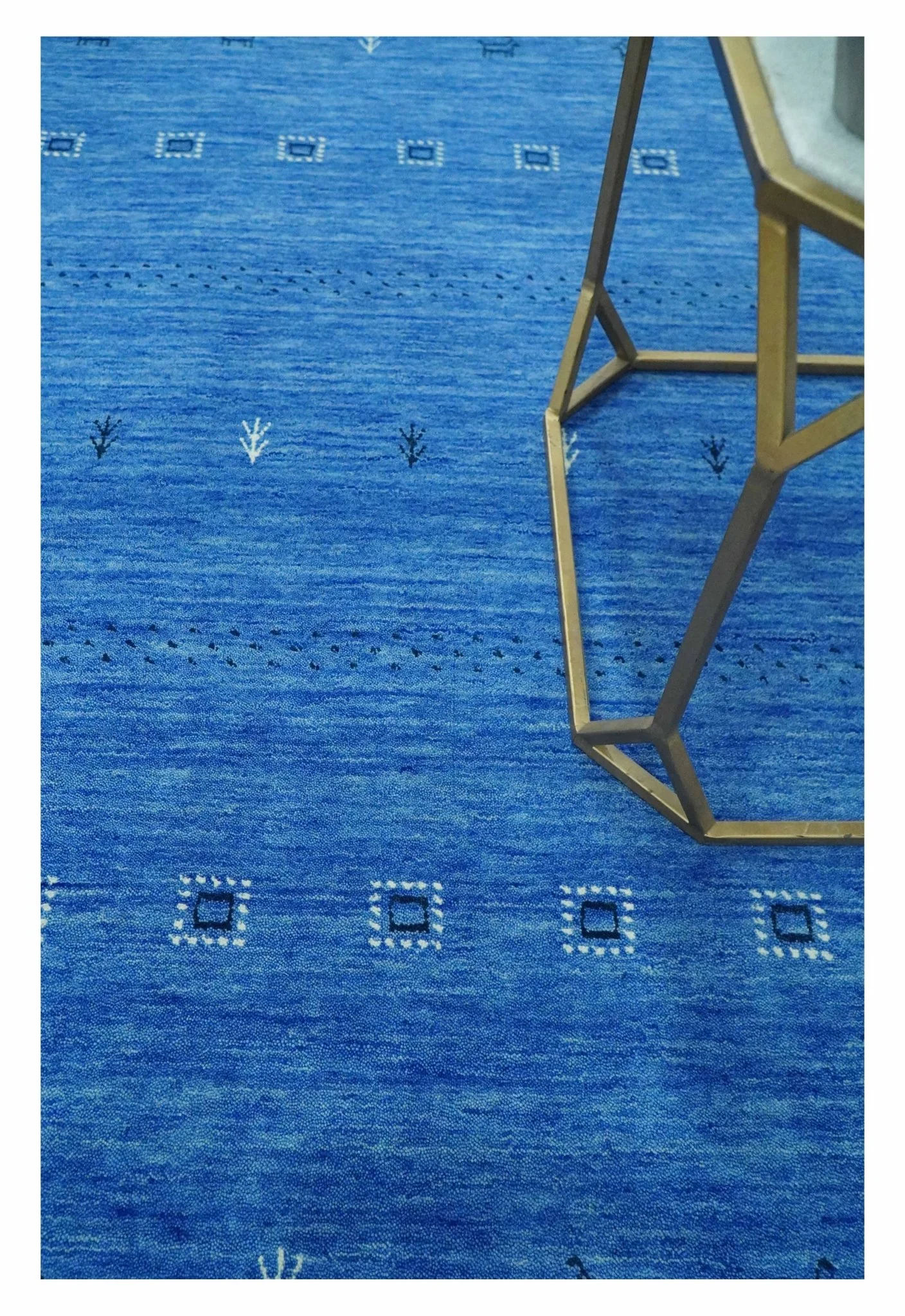 Custom Made Blue and Ivory Stripes Design Hand loom wool Area Rug - Image 2