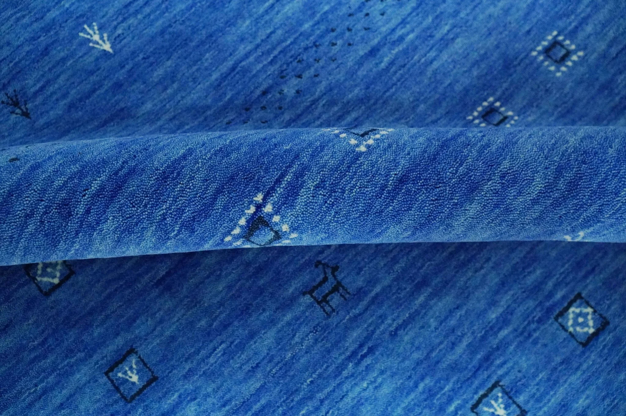 Custom Made Blue and Ivory Stripes Design Hand loom wool Area Rug - Image 7