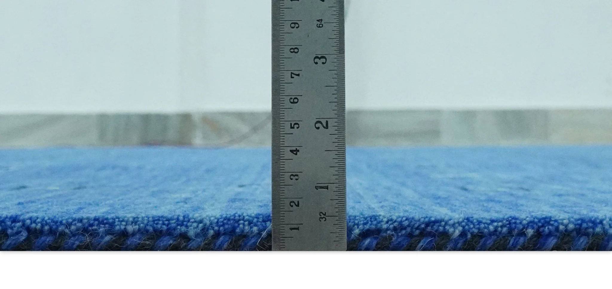 Custom Made Blue and Ivory Stripes Design Hand loom wool Area Rug - Image 8