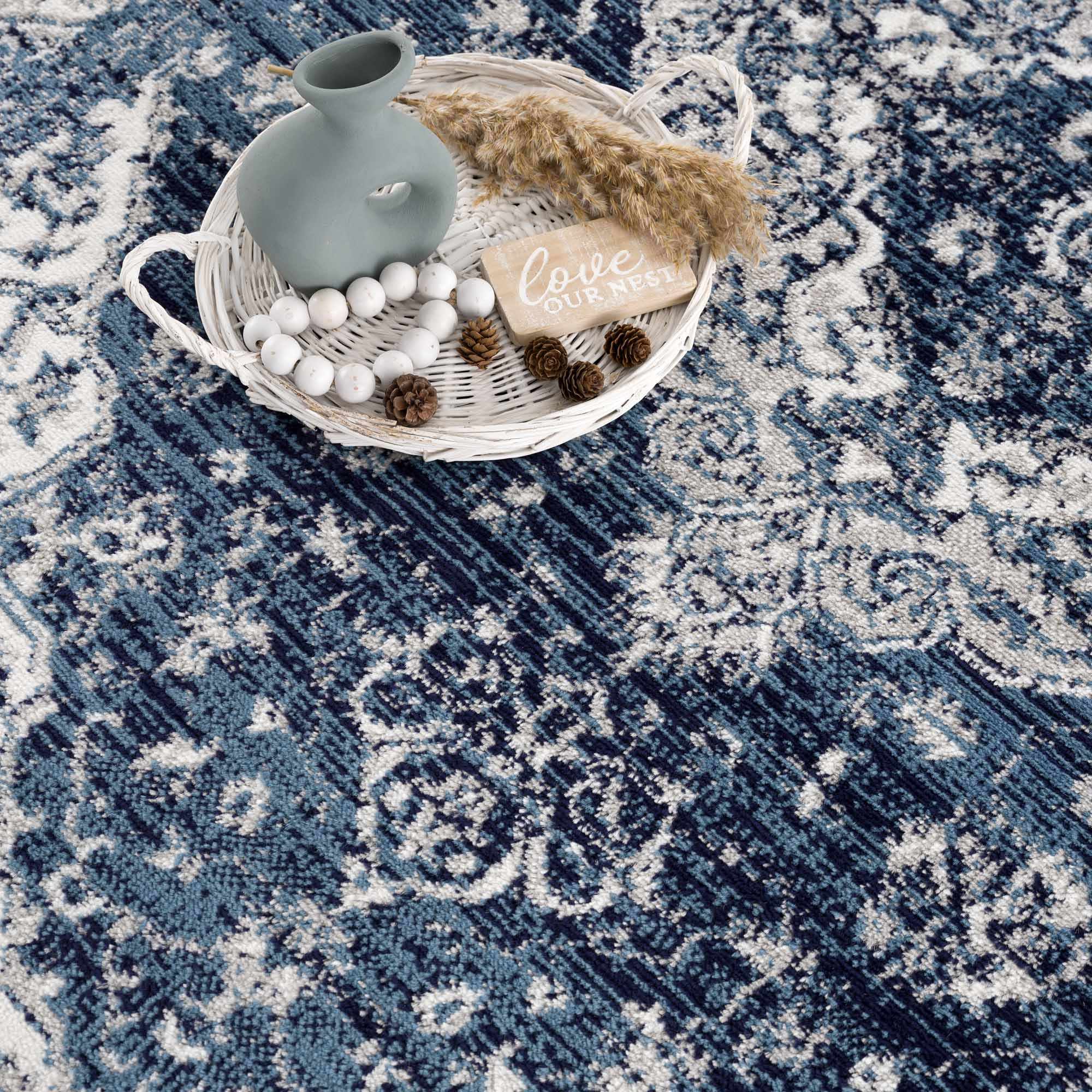 Premium look Blue and ivory Traditional Medallion Area Rug - Image 13