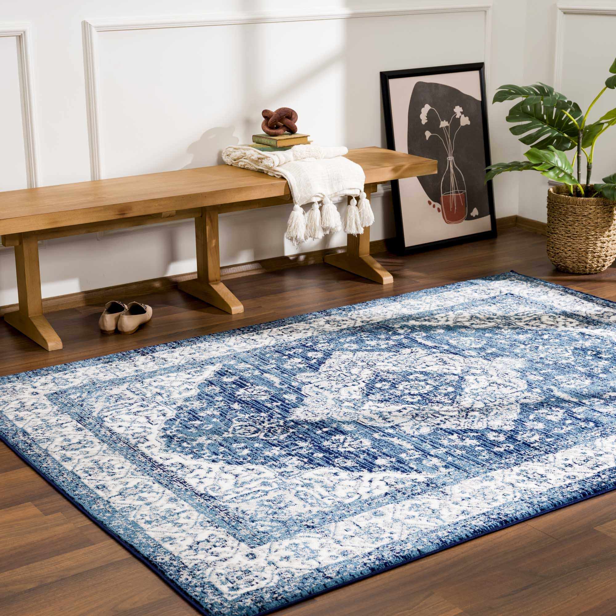 Premium look Blue and ivory Traditional Medallion Area Rug - Image 15