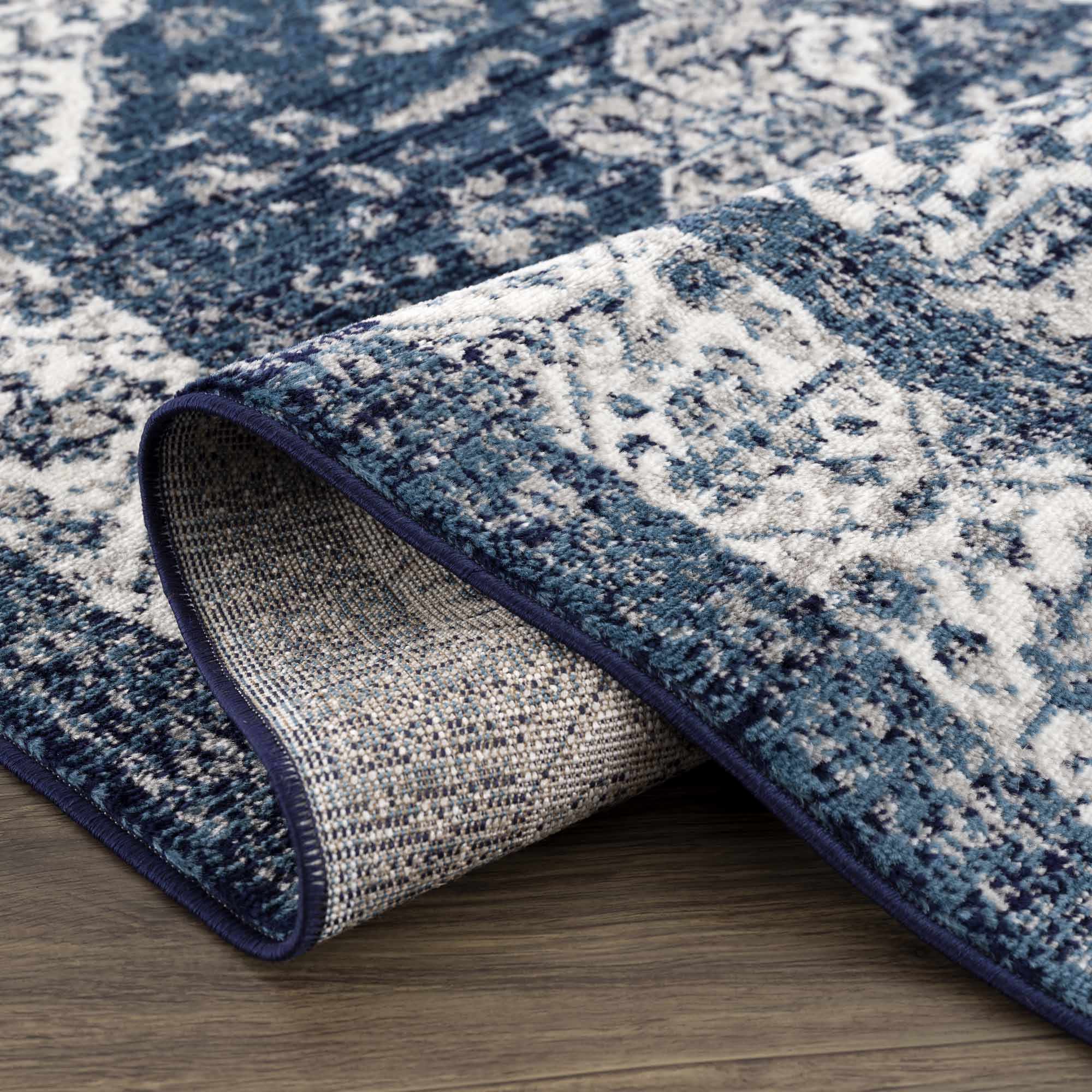 Premium look Blue and ivory Traditional Medallion Area Rug - Image 6