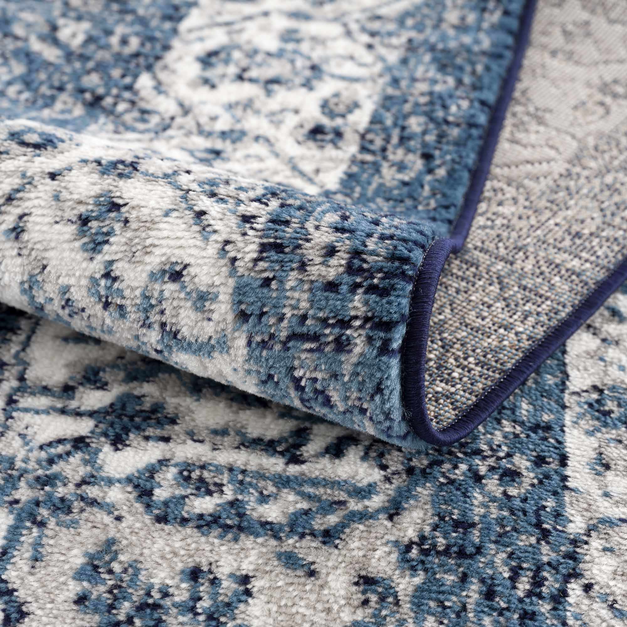 Premium look Blue and ivory Traditional Medallion Area Rug - Image 7
