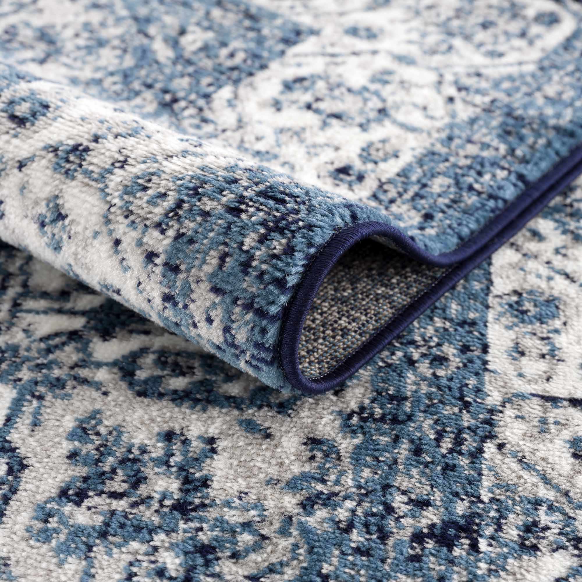 Premium look Blue and ivory Traditional Medallion Area Rug - Image 8