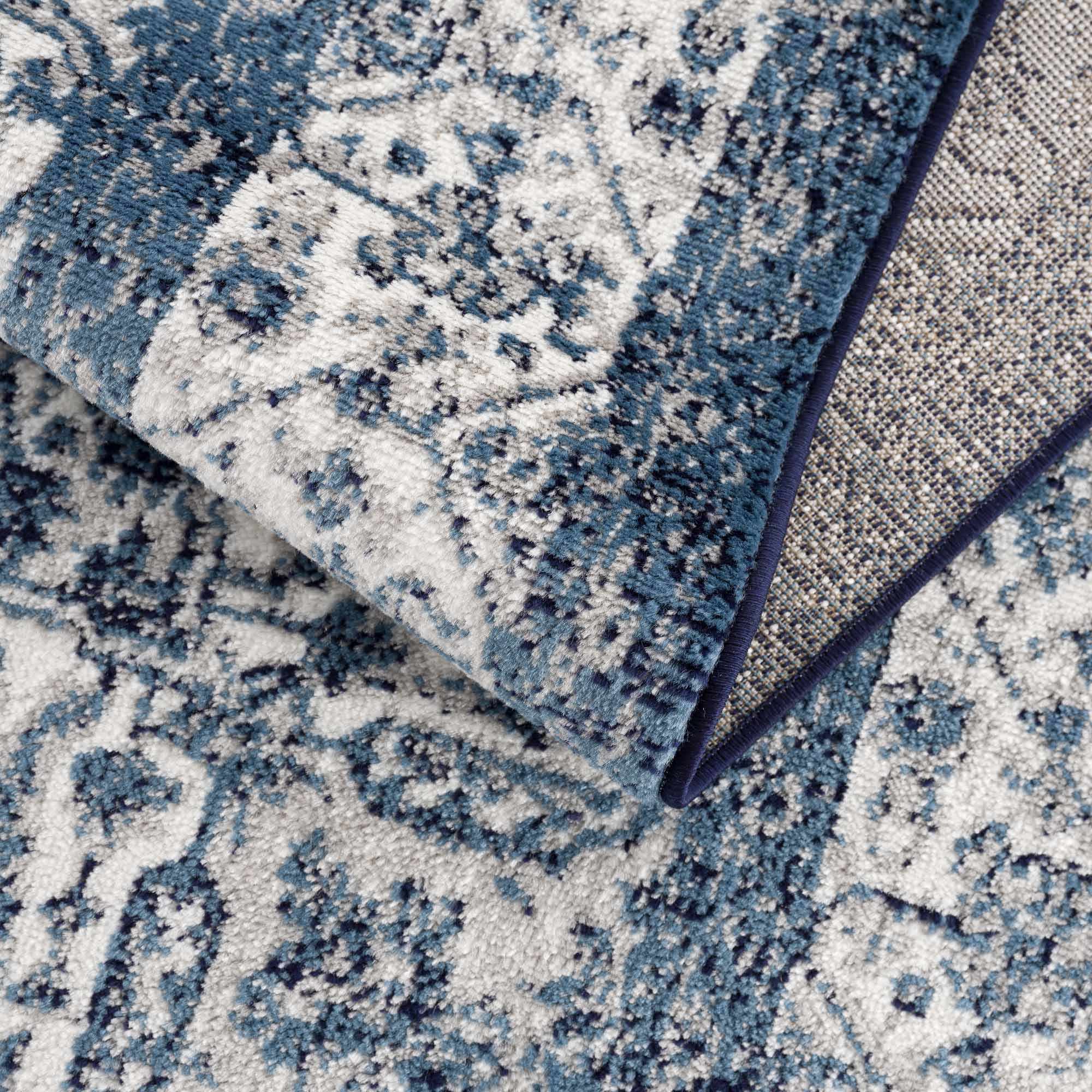 Premium look Blue and ivory Traditional Medallion Area Rug - Image 9