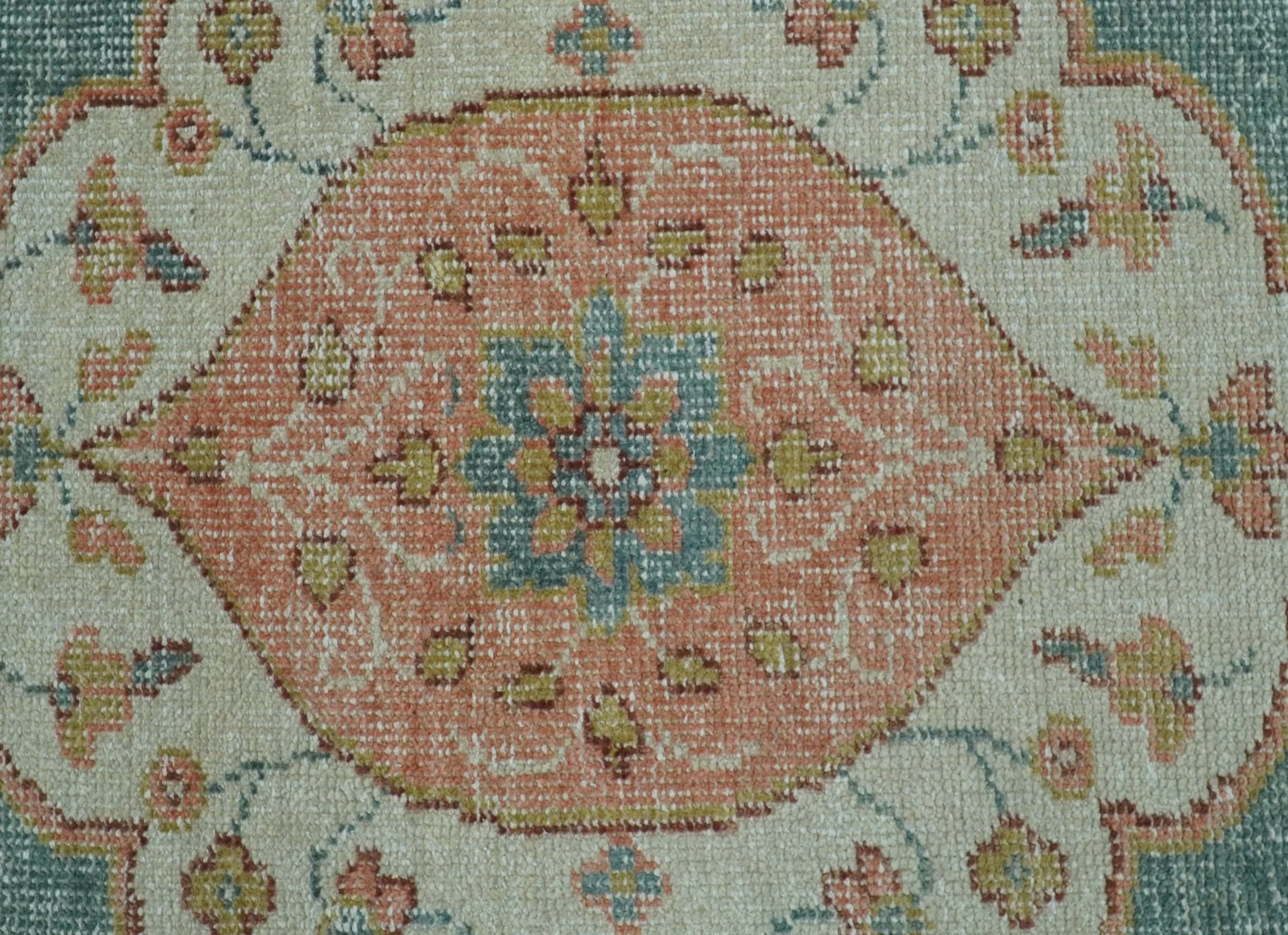 Blue And Peach Traditional Turkish Design Hand Knotted 8x10 Wool Area Rug - Image 6