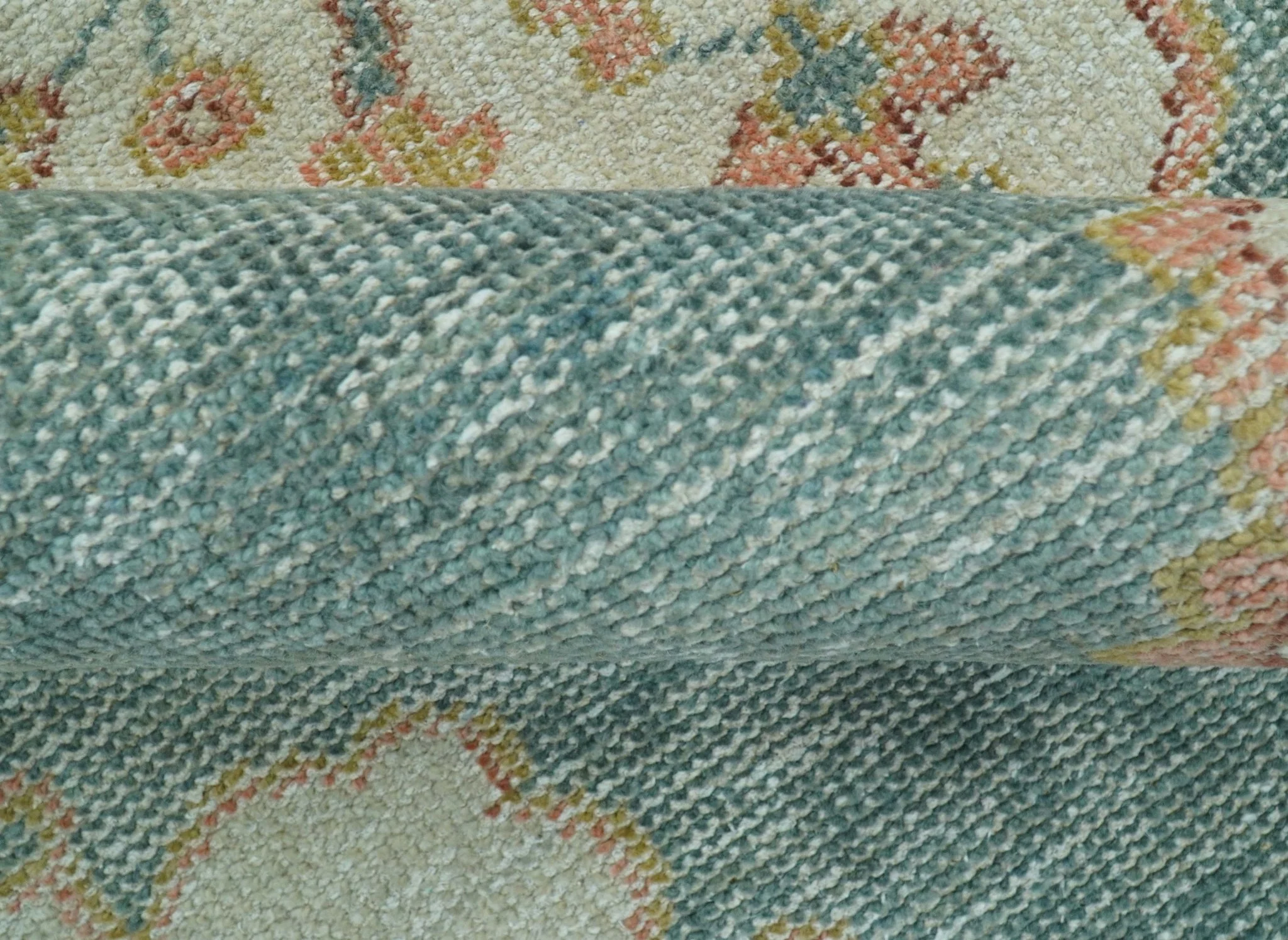 Blue And Peach Traditional Turkish Design Hand Knotted 8x10 Wool Area Rug - Image 7