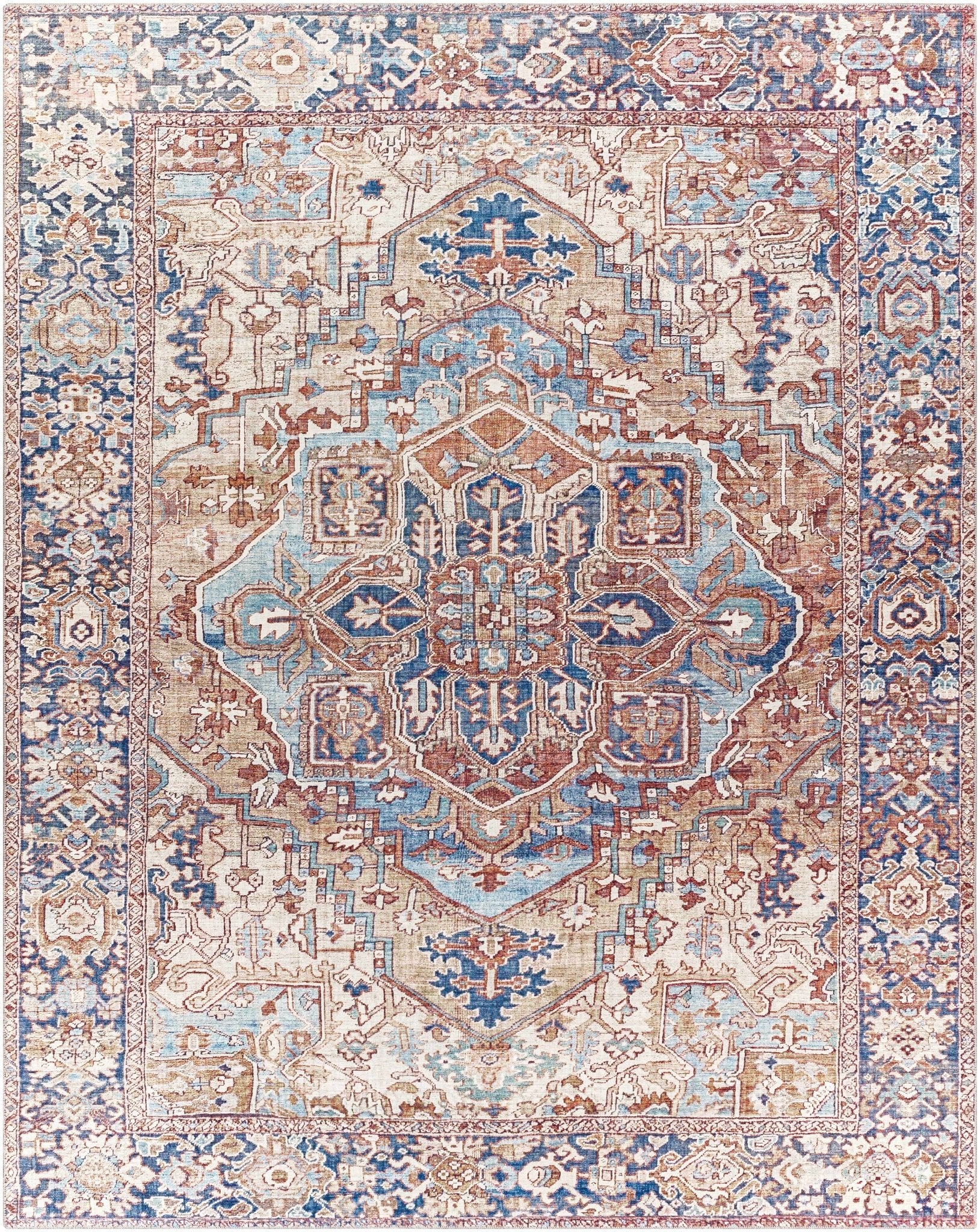 Blue And Red Traditional Style Area Rug - Image 2