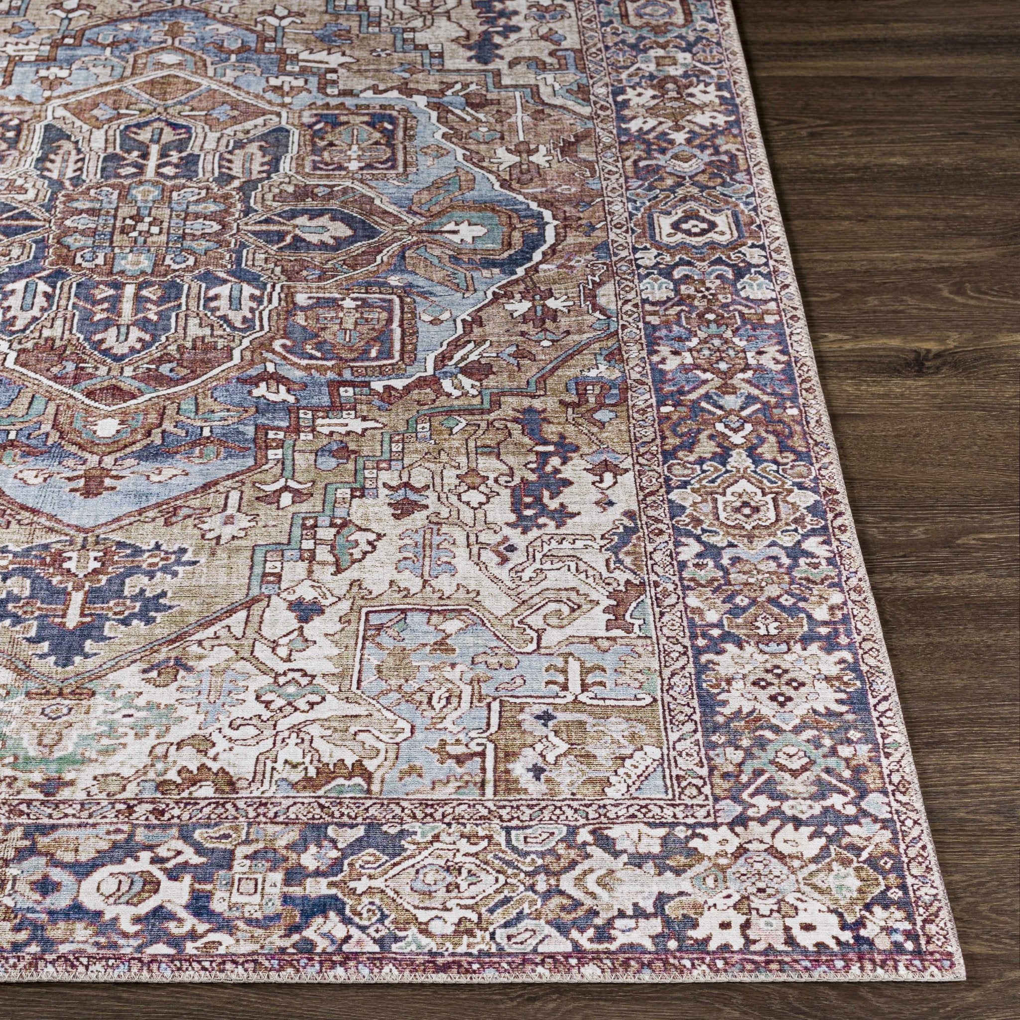 Blue And Red Traditional Style Area Rug - Image 3