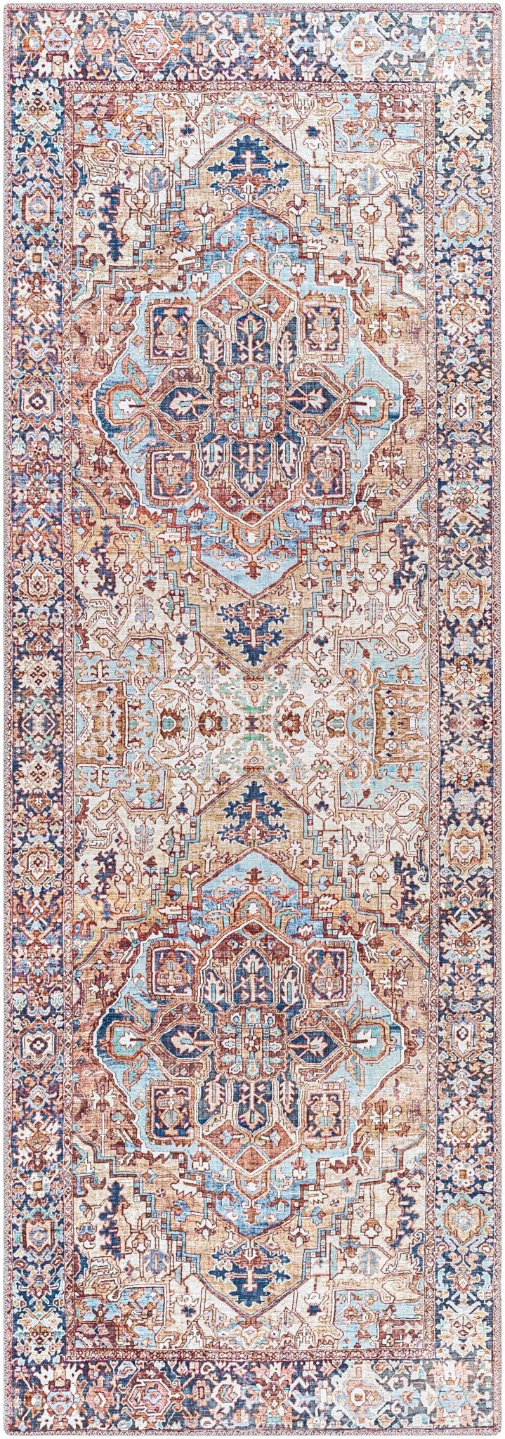 Blue And Red Traditional Style Area Rug - Image 4
