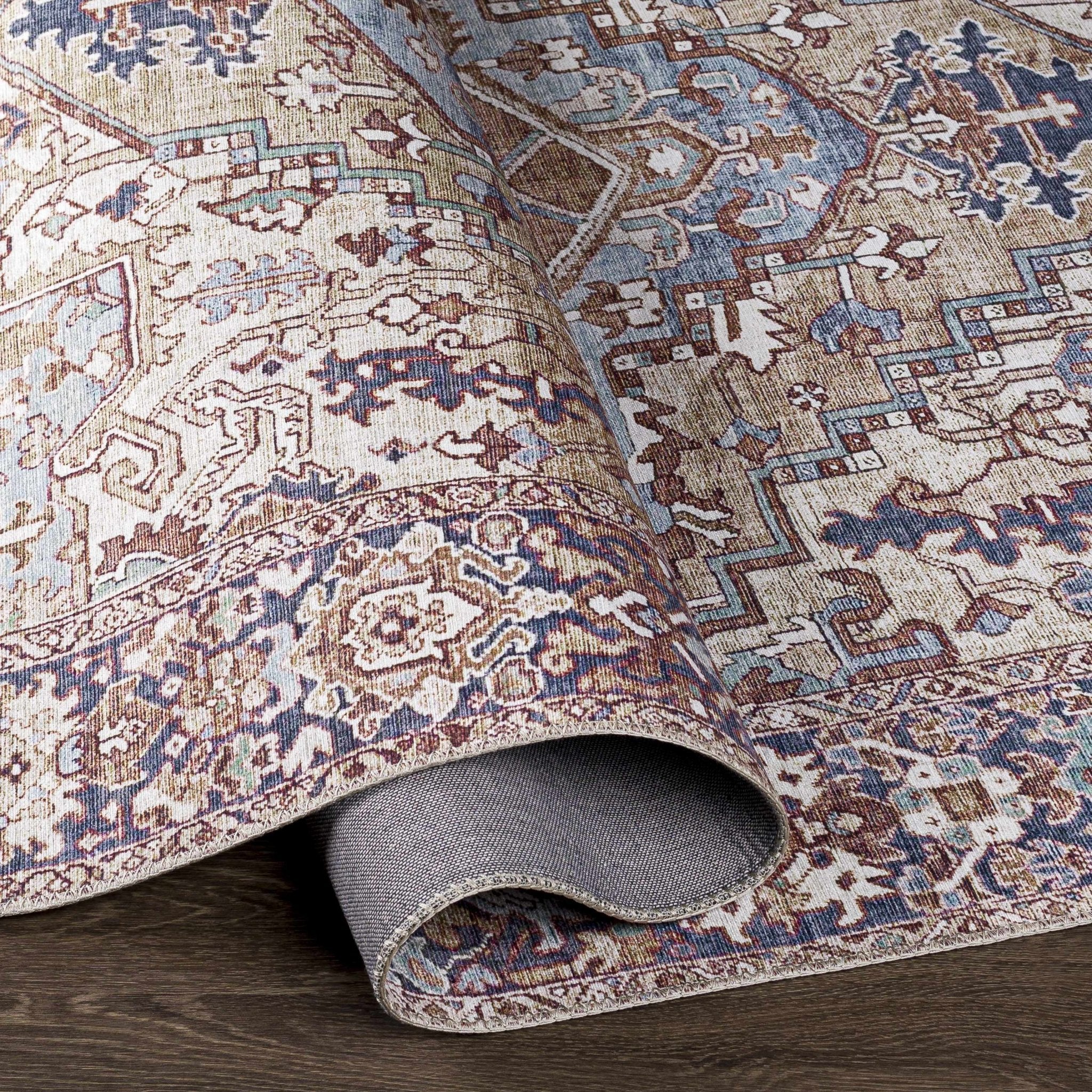 Blue And Red Traditional Style Area Rug - Image 5
