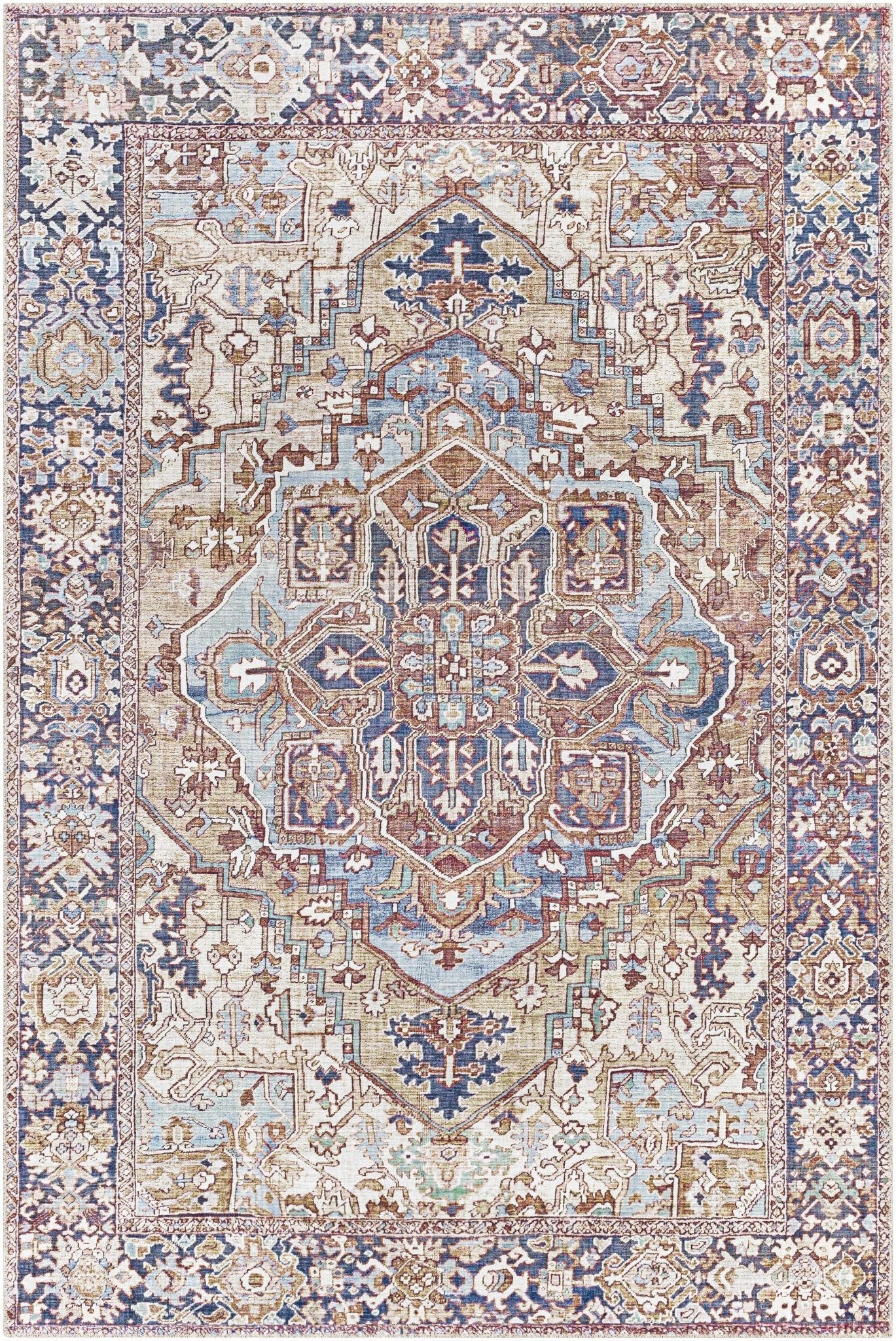 Blue And Red Traditional Style Area Rug - Image 8