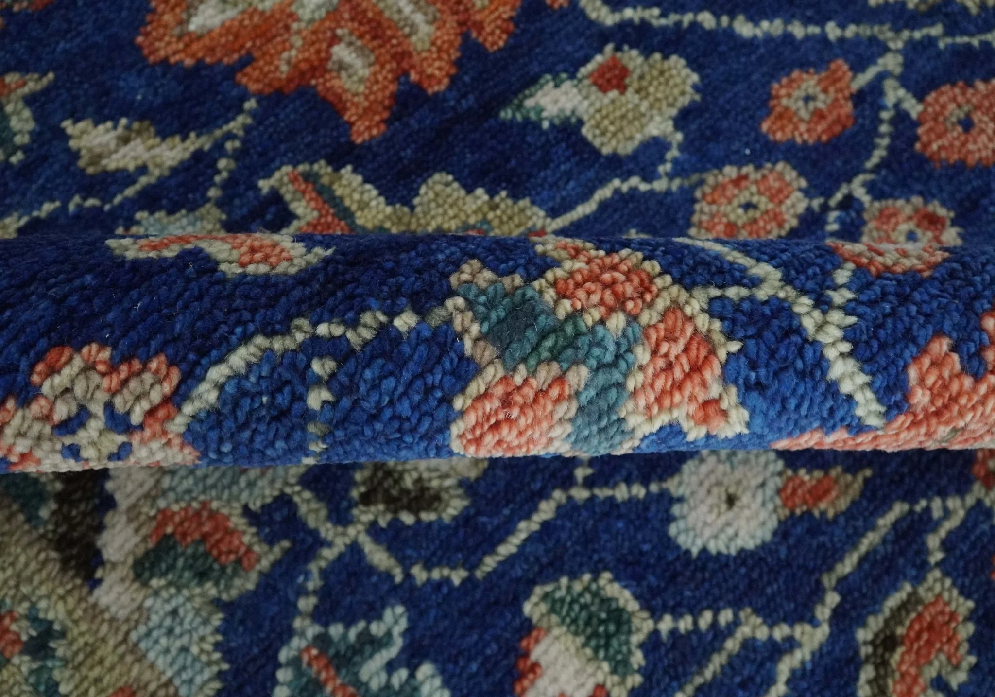 Blue and Rust Turkish Design Traditional Serapi 8X10 Hand Knotted Wool Area Rug - Image 6