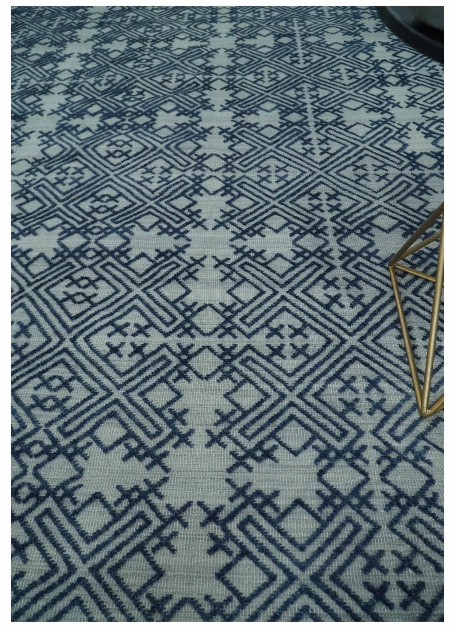 Blue and silver Hand carved Design Traditional Medallion Hand knotted 10x14 wool Area Rug - Image 2