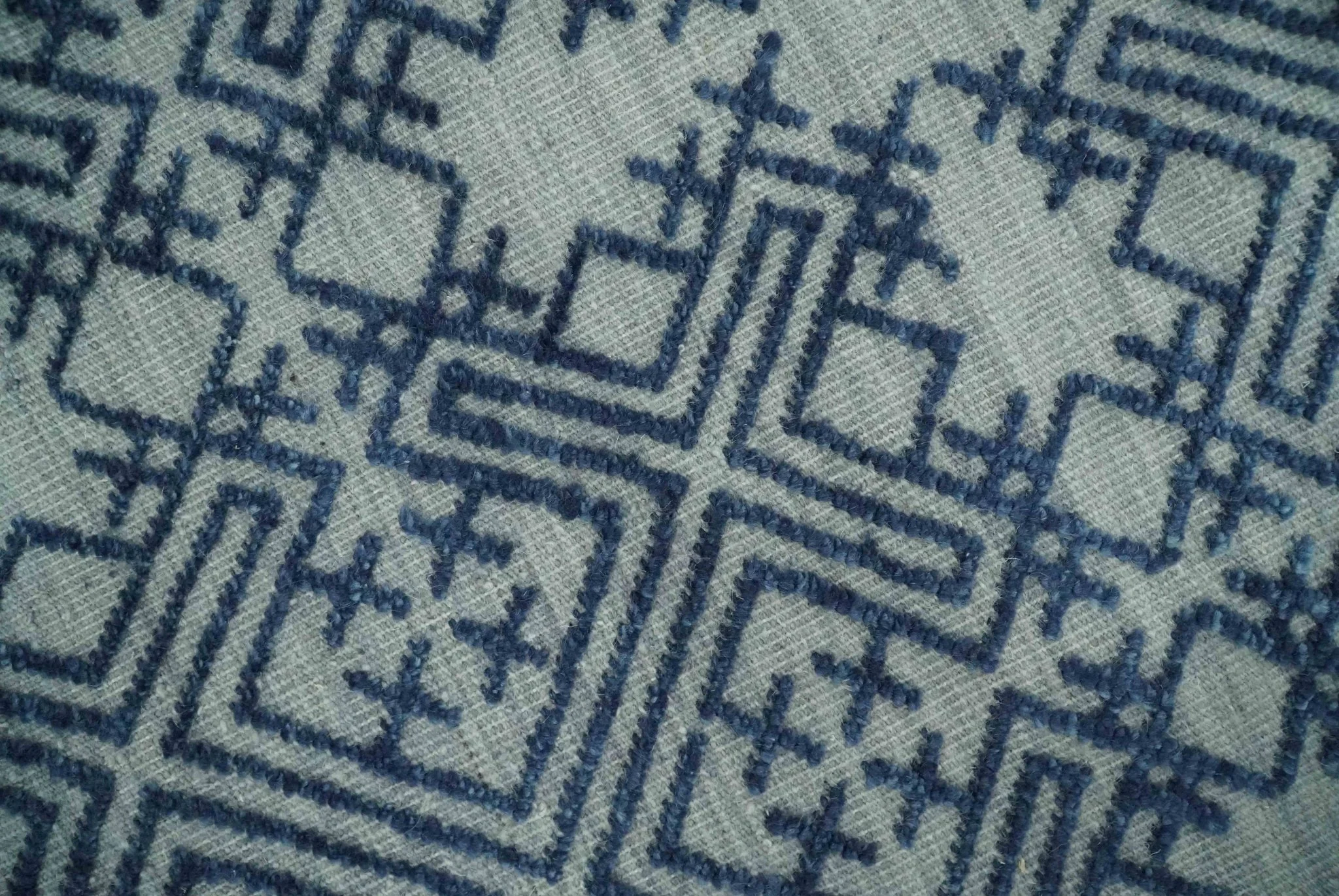 Blue and silver Hand carved Design Traditional Medallion Hand knotted 10x14 wool Area Rug - Image 4