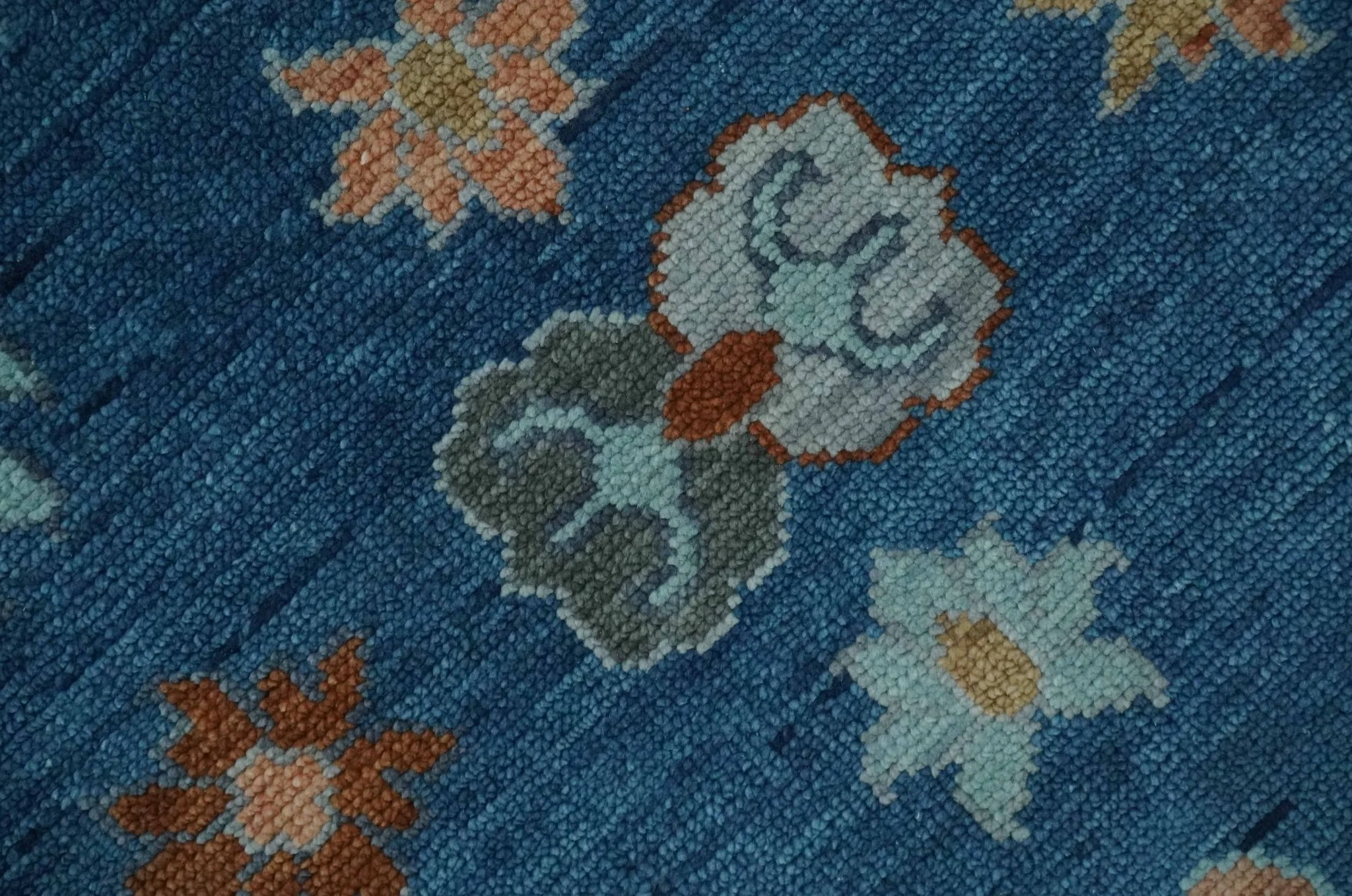 Custom Made Blue and Silver Hand knotted colorful Traditional Oushak wool Area Rug - Image 4