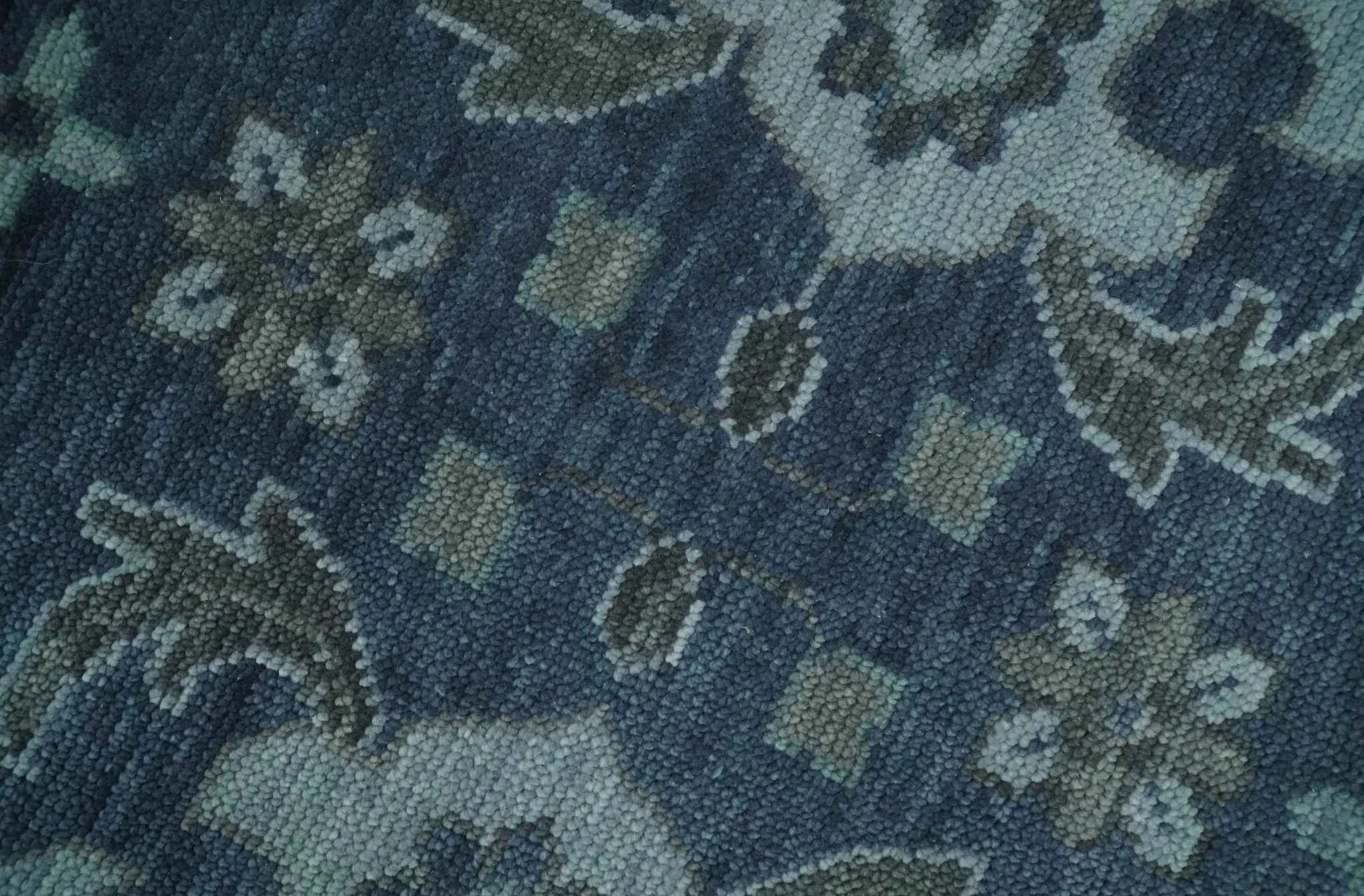 Antique Blue and Silver Traditional Hand Knotted Vintage Oushak Wool Rug, Living Room Rug - Image 4
