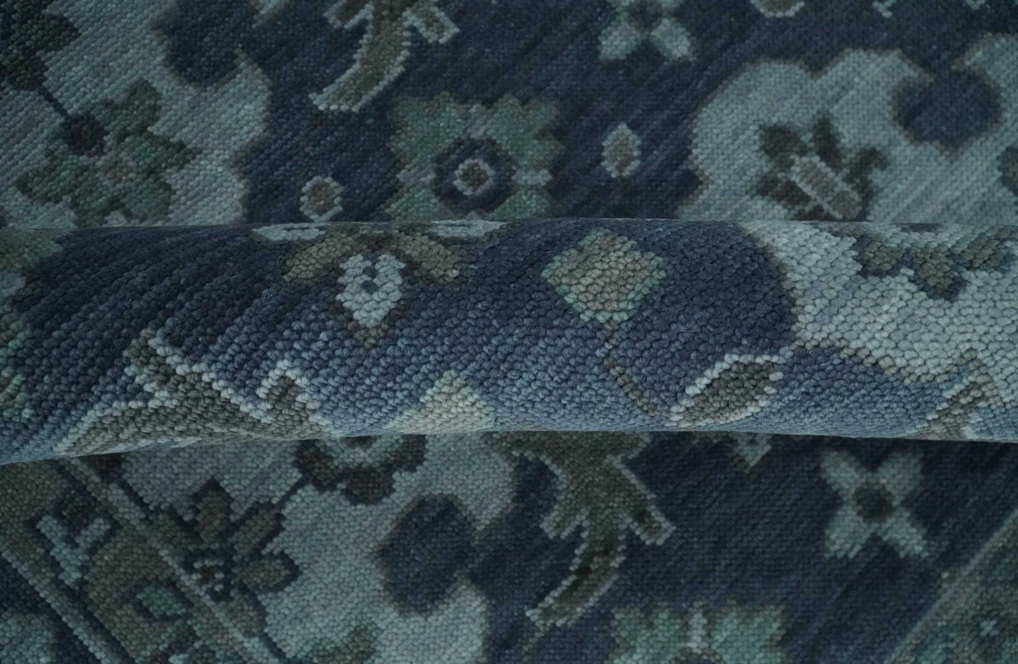 Antique Blue and Silver Traditional Hand Knotted Vintage Oushak Wool Rug, Living Room Rug - Image 6
