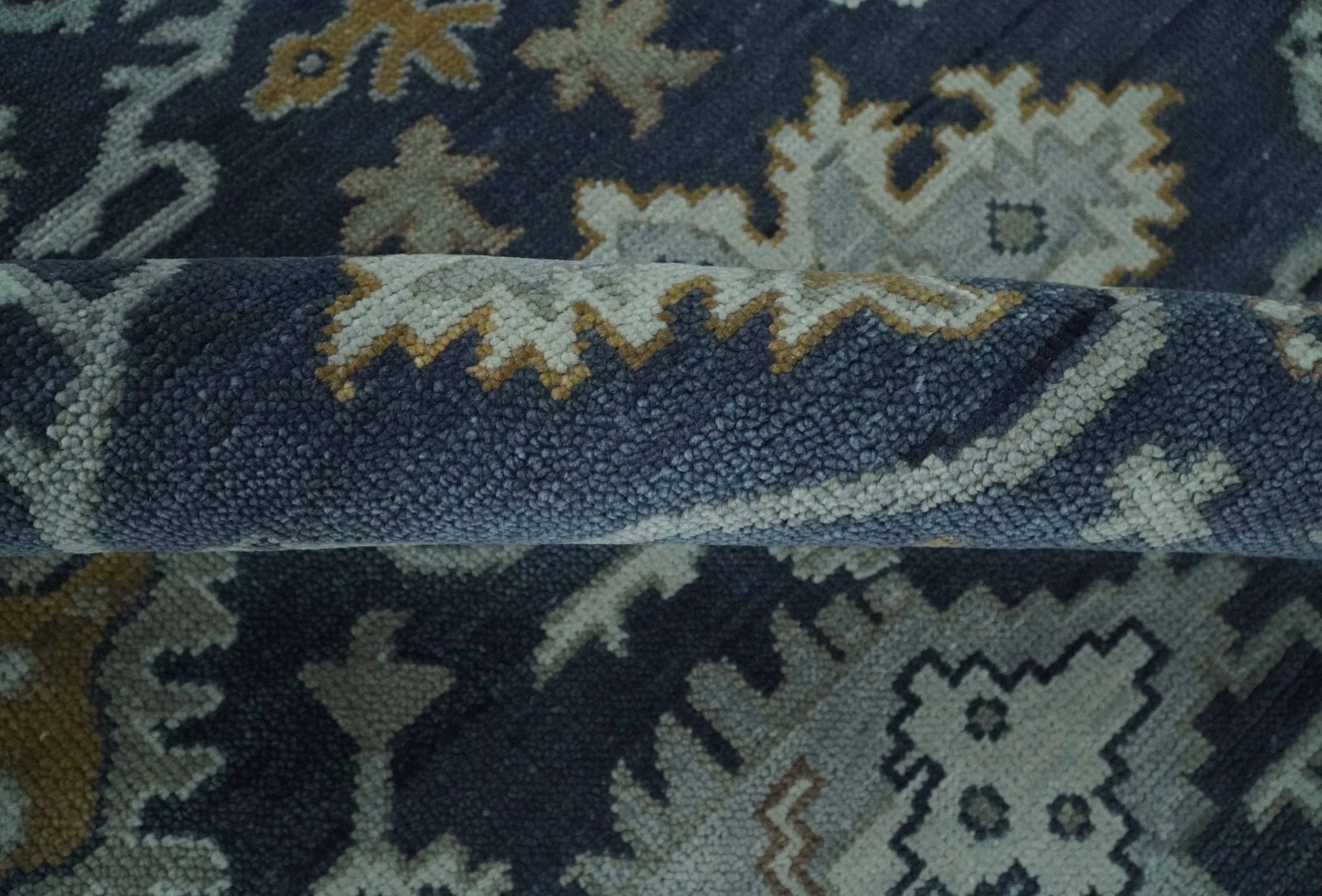 Antique style Blue and Silver Traditional Multi Size Hand Knotted Oushak Wool Rug - Image 6
