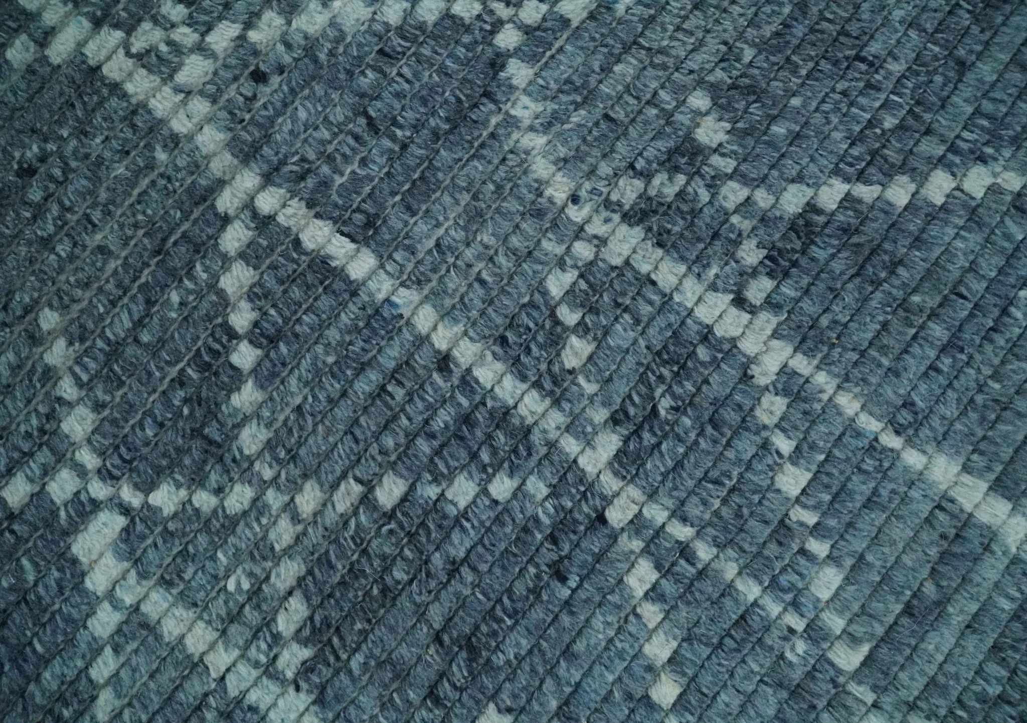 Hand Knotted Blue and Silver Trellis Moroccan Rug Made with Blended Wool Multi size Rug - Image 4