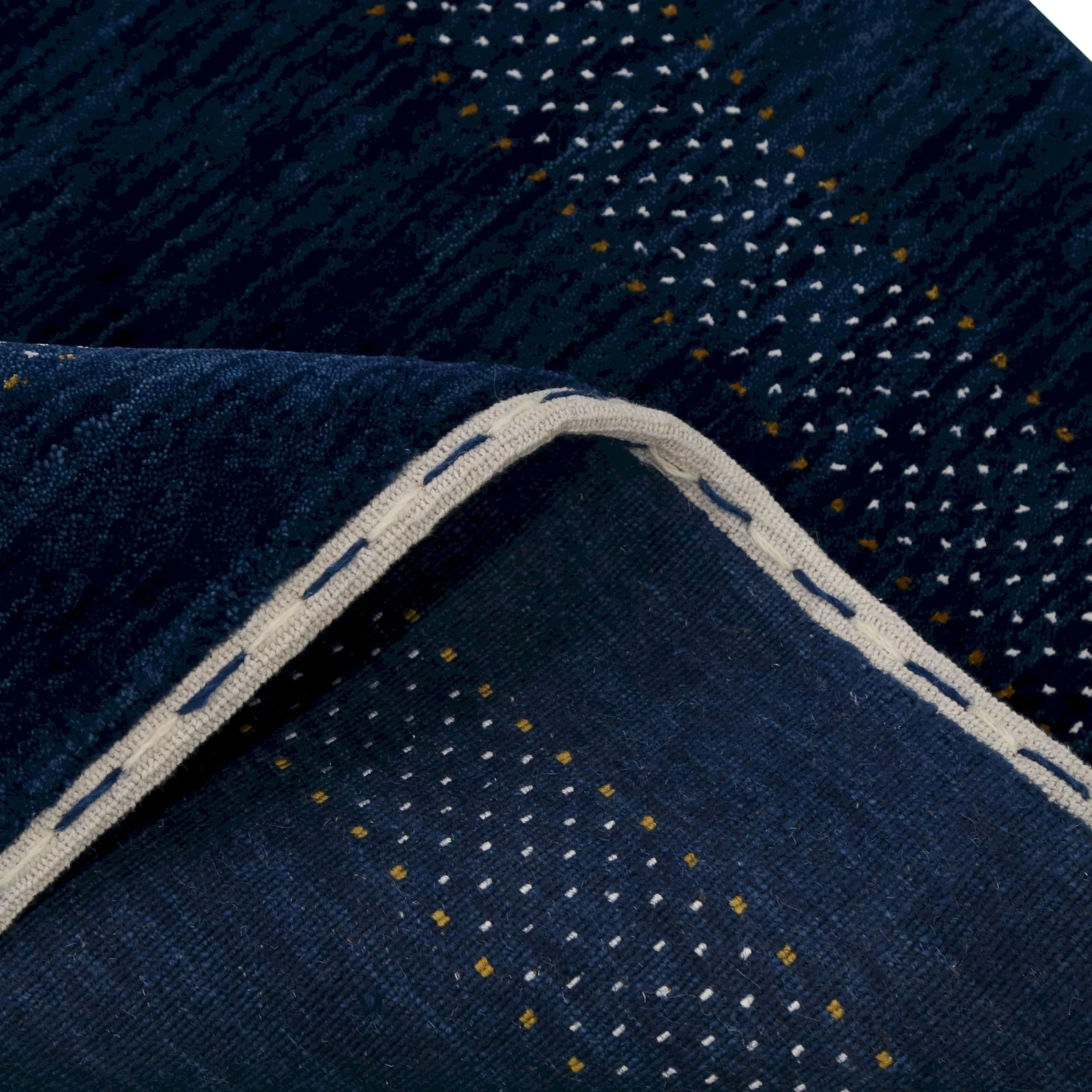 Blue And White Center Pattern Design Hand Loomed Wool Area Rug - Image 11