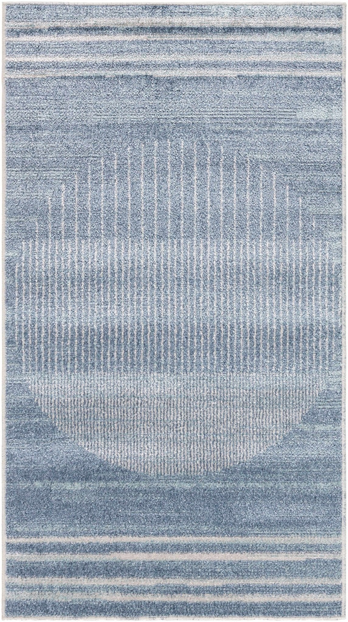 Blue And White Contemporary Style Washable Area Rug - Image 2