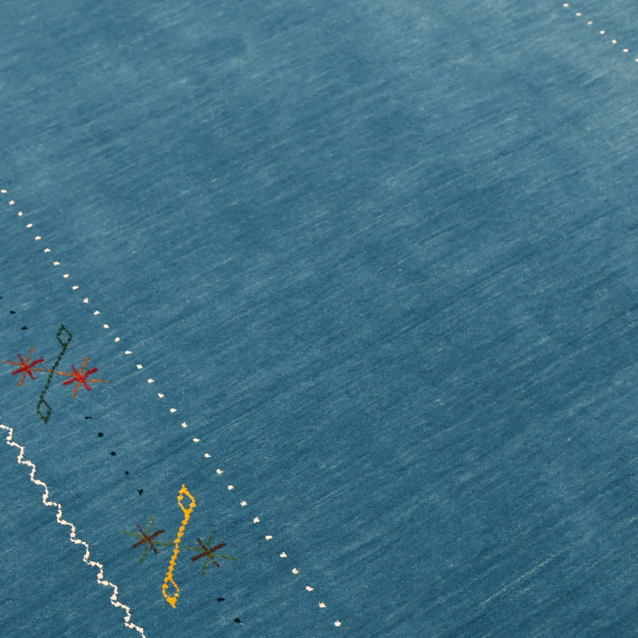 Blue And White Gabbeh Border Design Hand Loomed Wool Area Rug - Image 11
