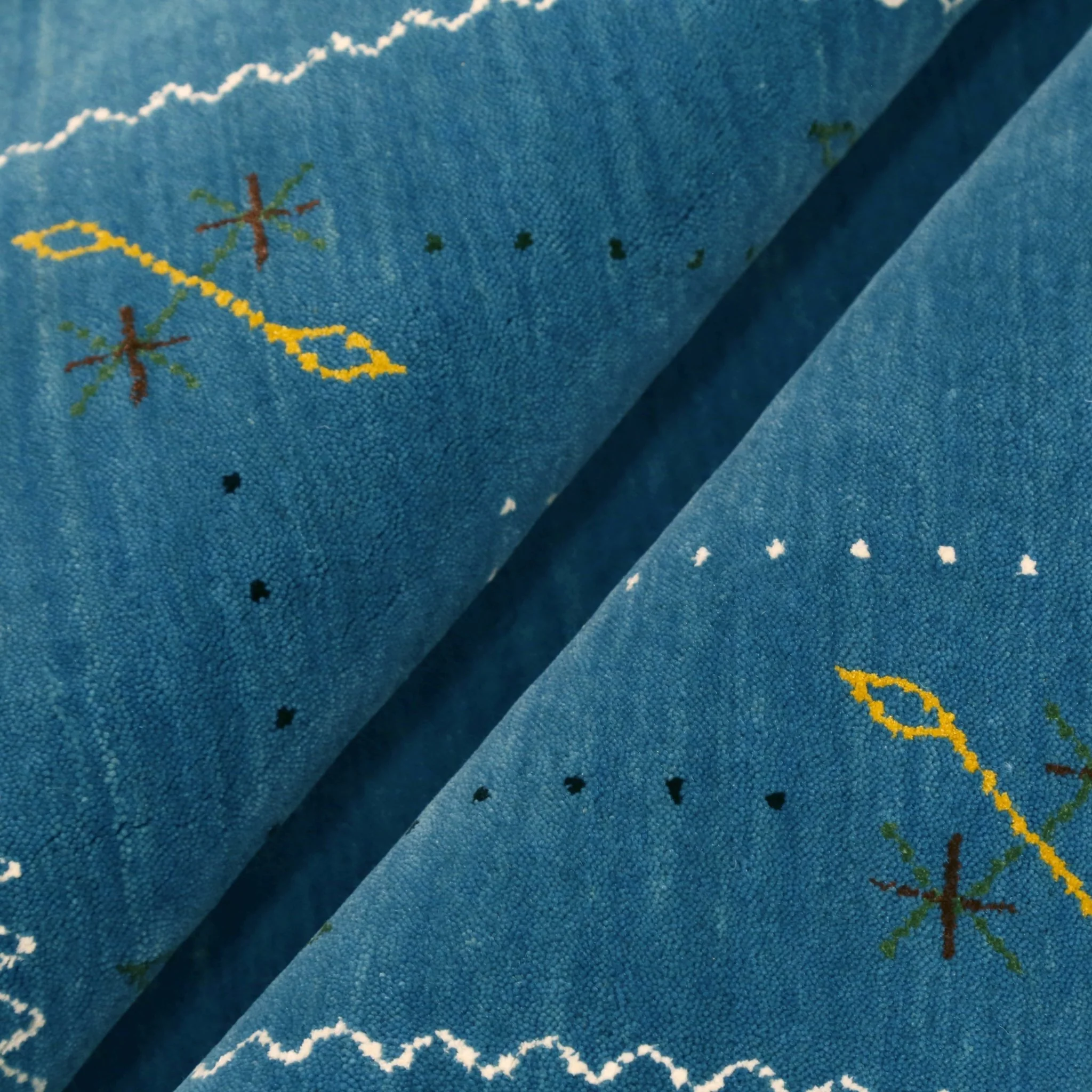 Blue And White Gabbeh Border Design Hand Loomed Wool Area Rug - Image 13
