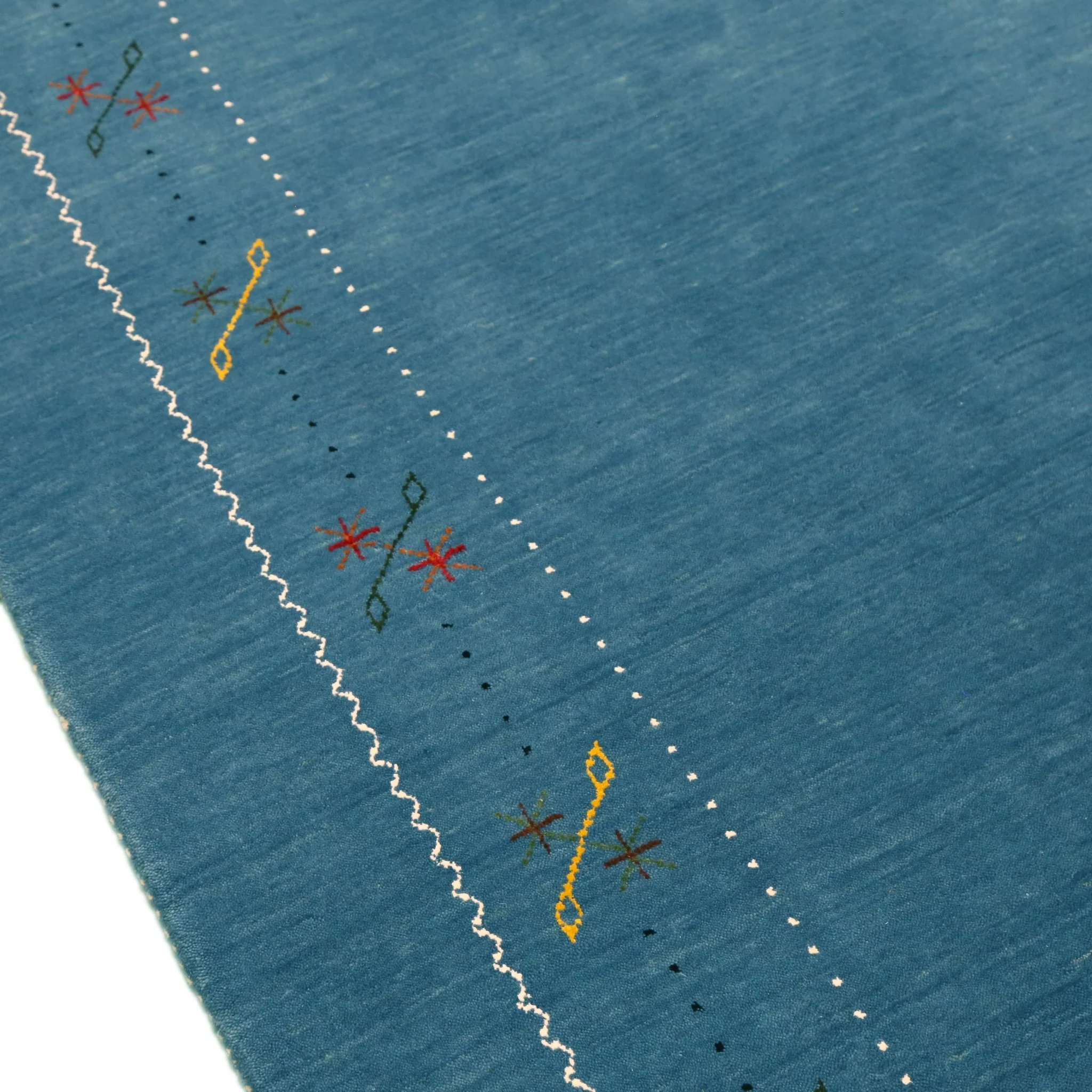 Blue And White Gabbeh Border Design Hand Loomed Wool Area Rug - Image 9