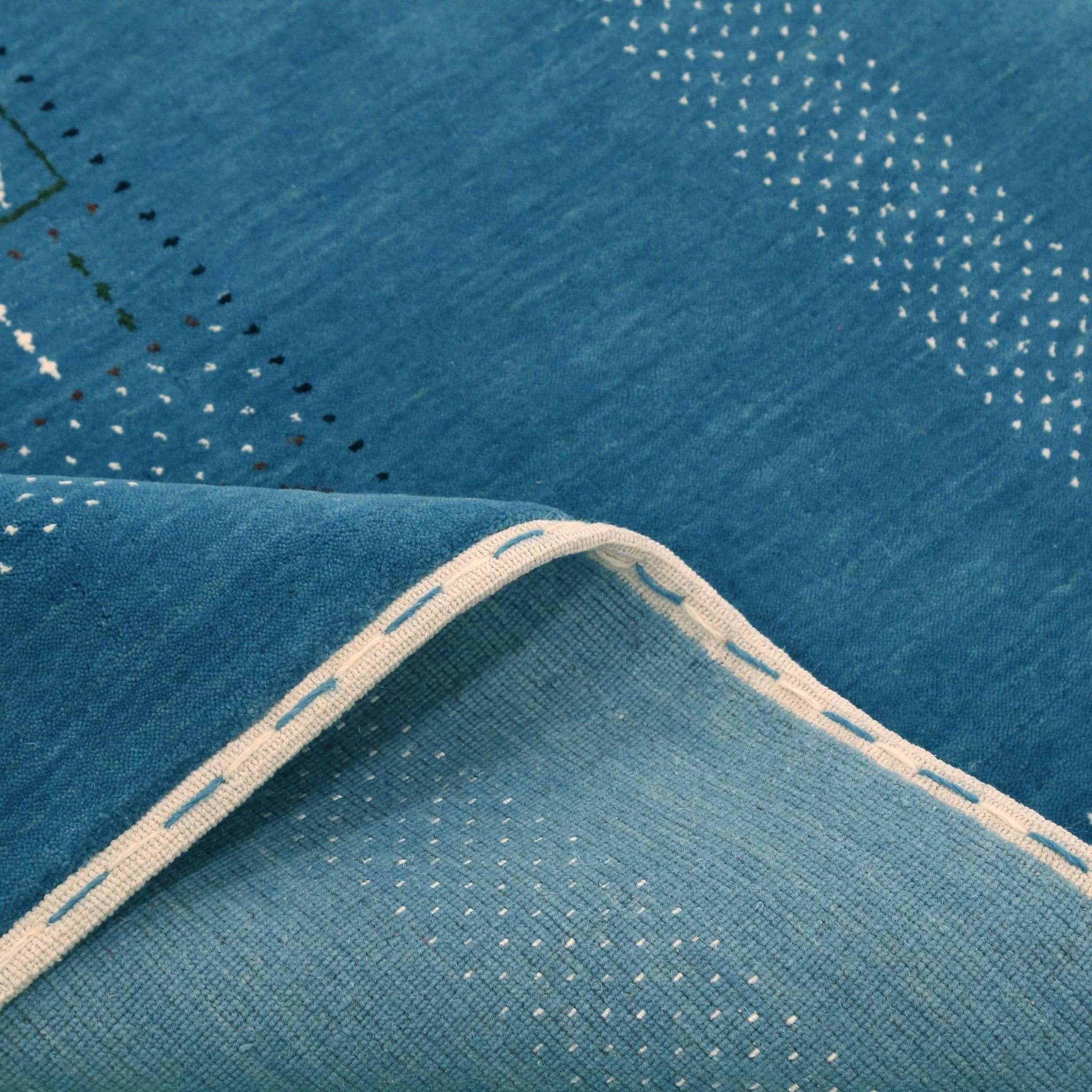 Blue And White Gabbeh Design Hand Loomed Wool Area Rug - Image 10