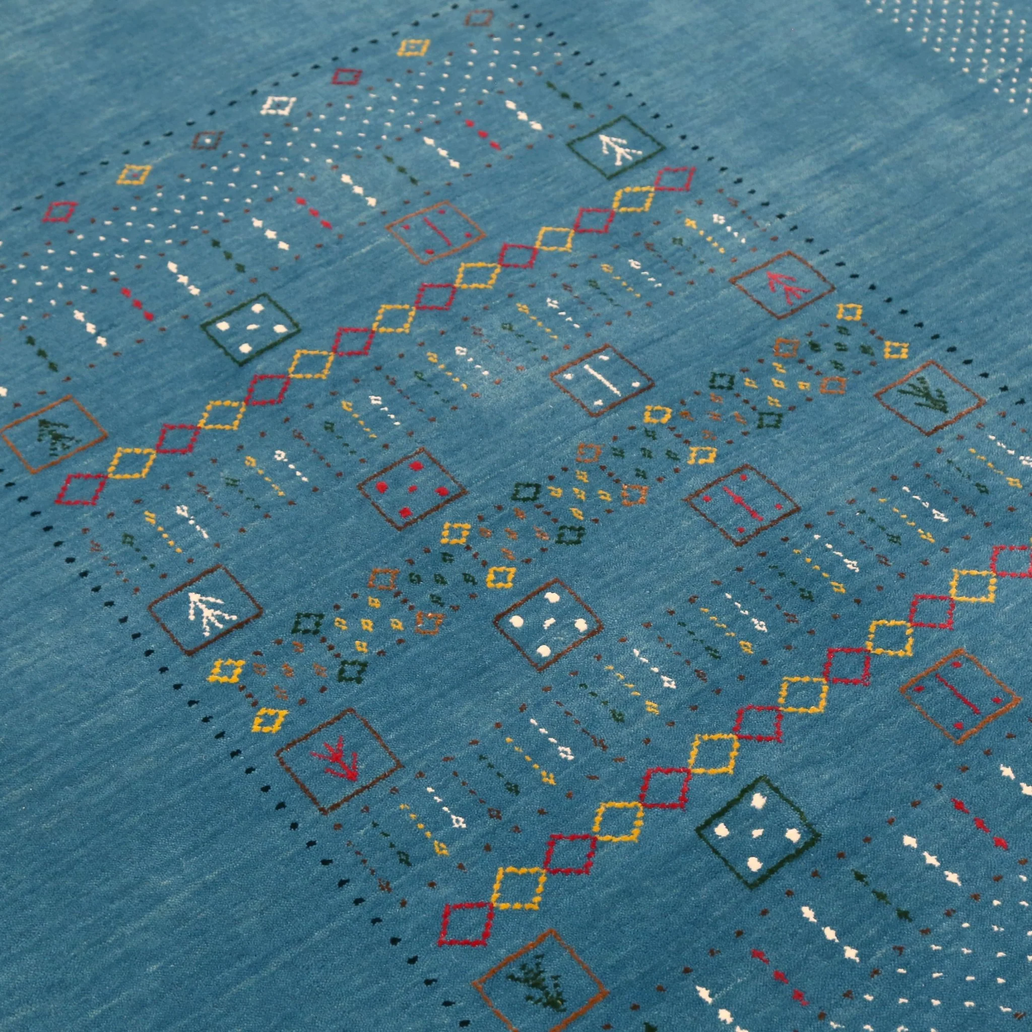 Blue And White Gabbeh Design Hand Loomed Wool Area Rug - Image 12
