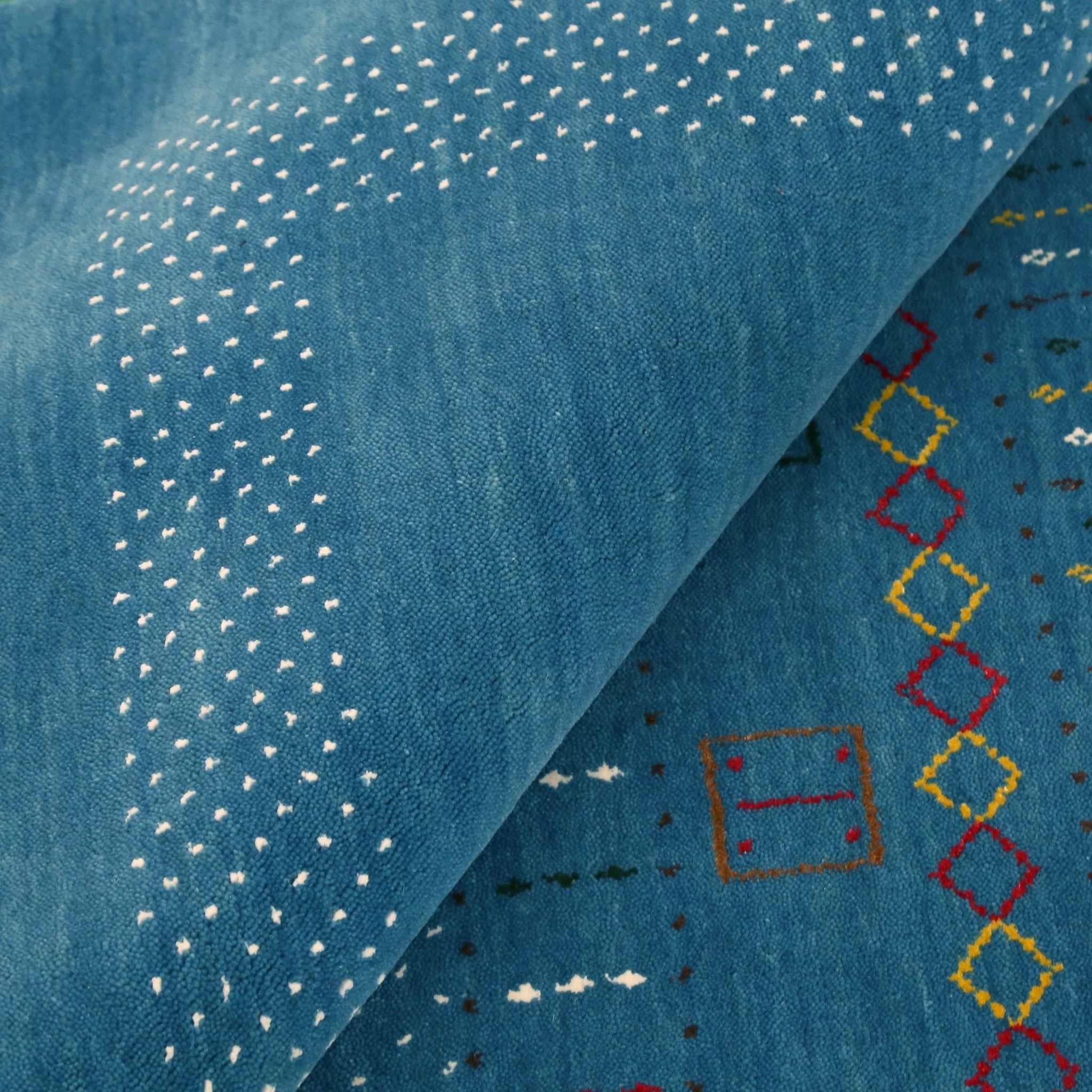 Blue And White Gabbeh Design Hand Loomed Wool Area Rug - Image 3