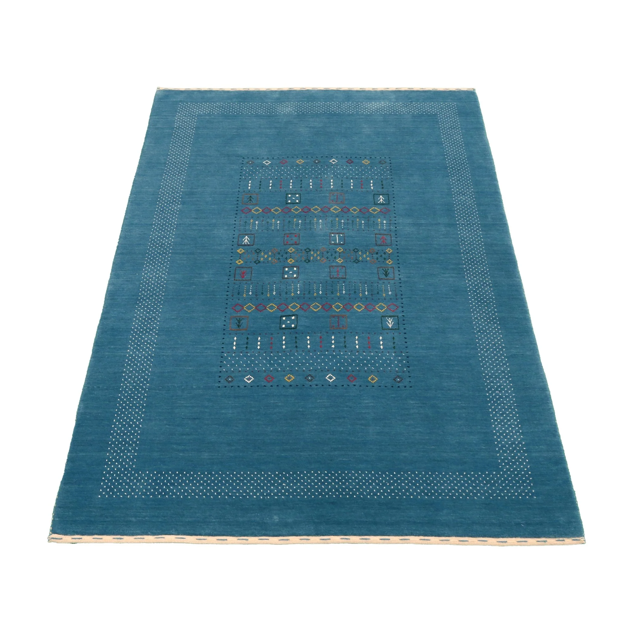 Blue And White Gabbeh Design Hand Loomed Wool Area Rug - Image 4
