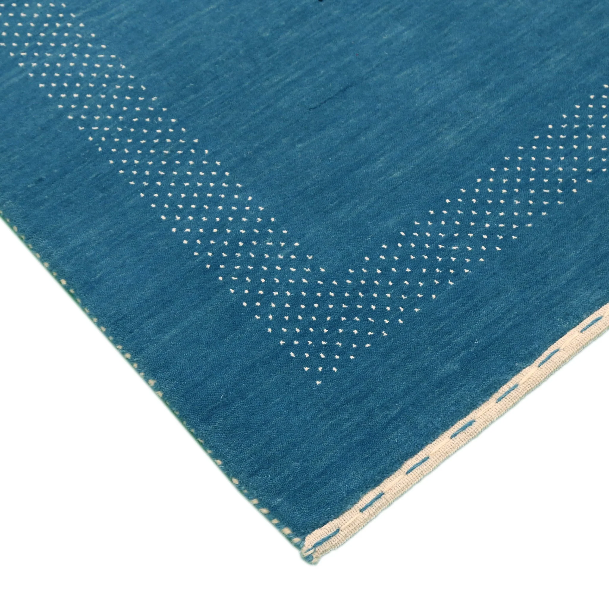 Blue And White Gabbeh Design Hand Loomed Wool Area Rug - Image 6