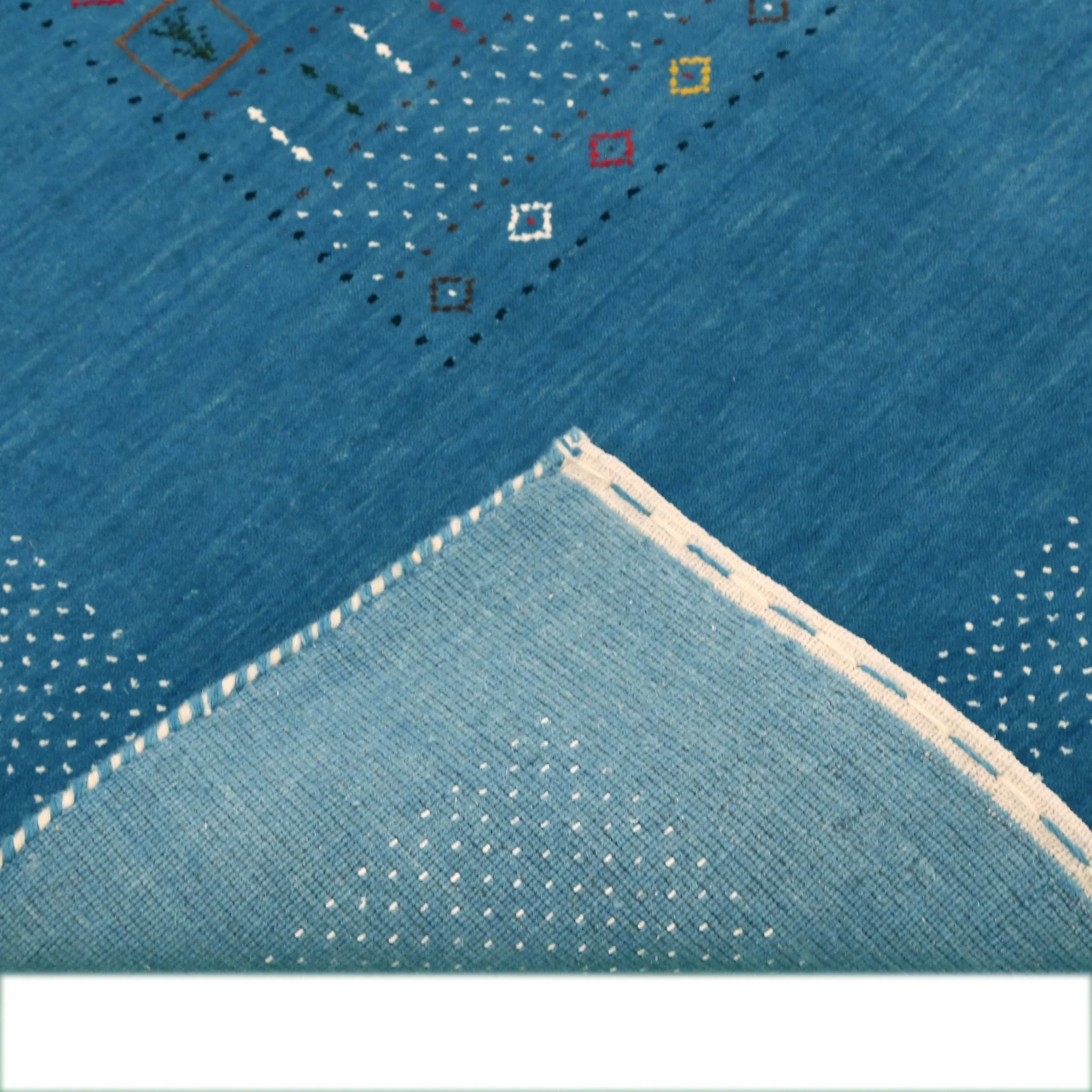Blue And White Gabbeh Design Hand Loomed Wool Area Rug - Image 7