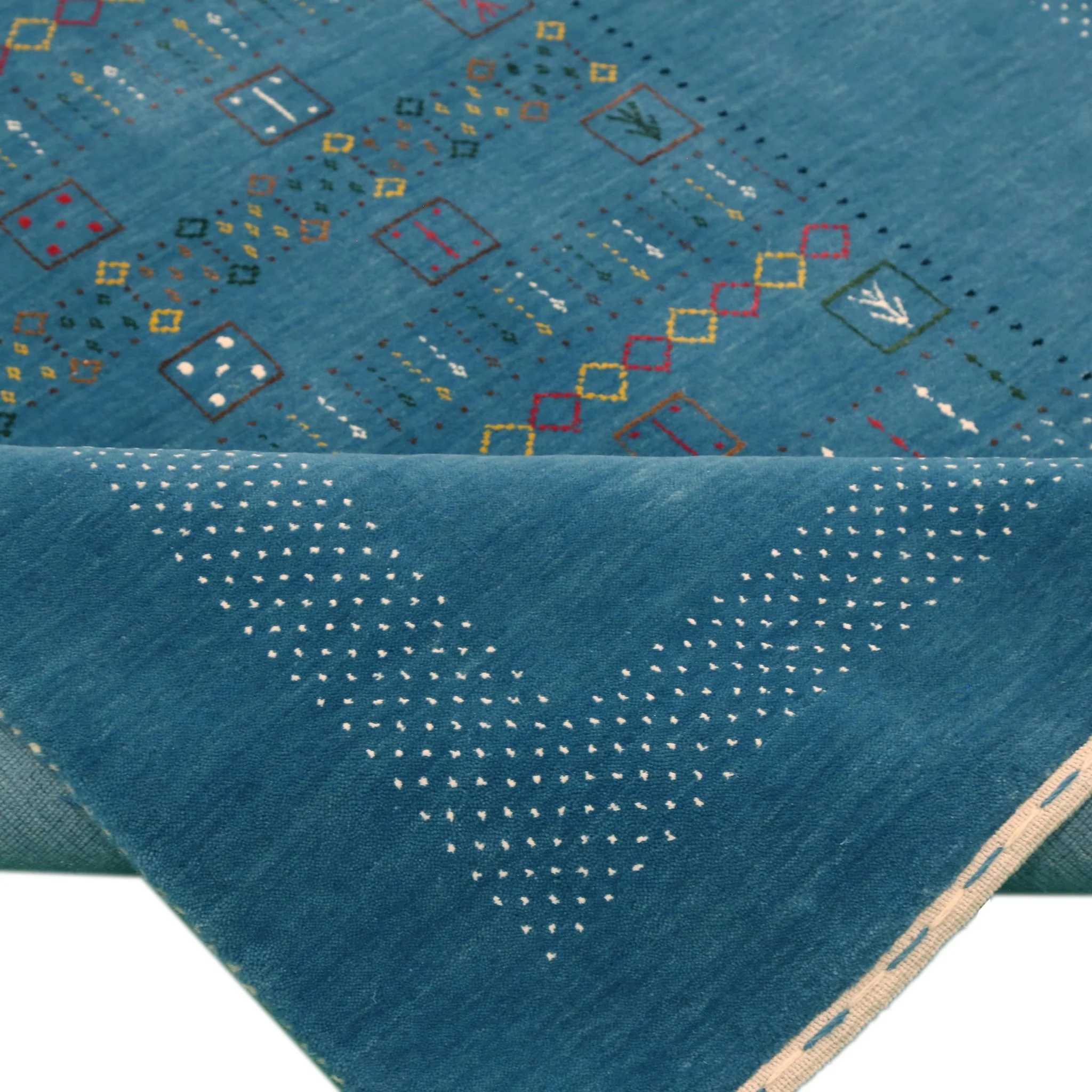 Blue And White Gabbeh Design Hand Loomed Wool Area Rug - Image 9
