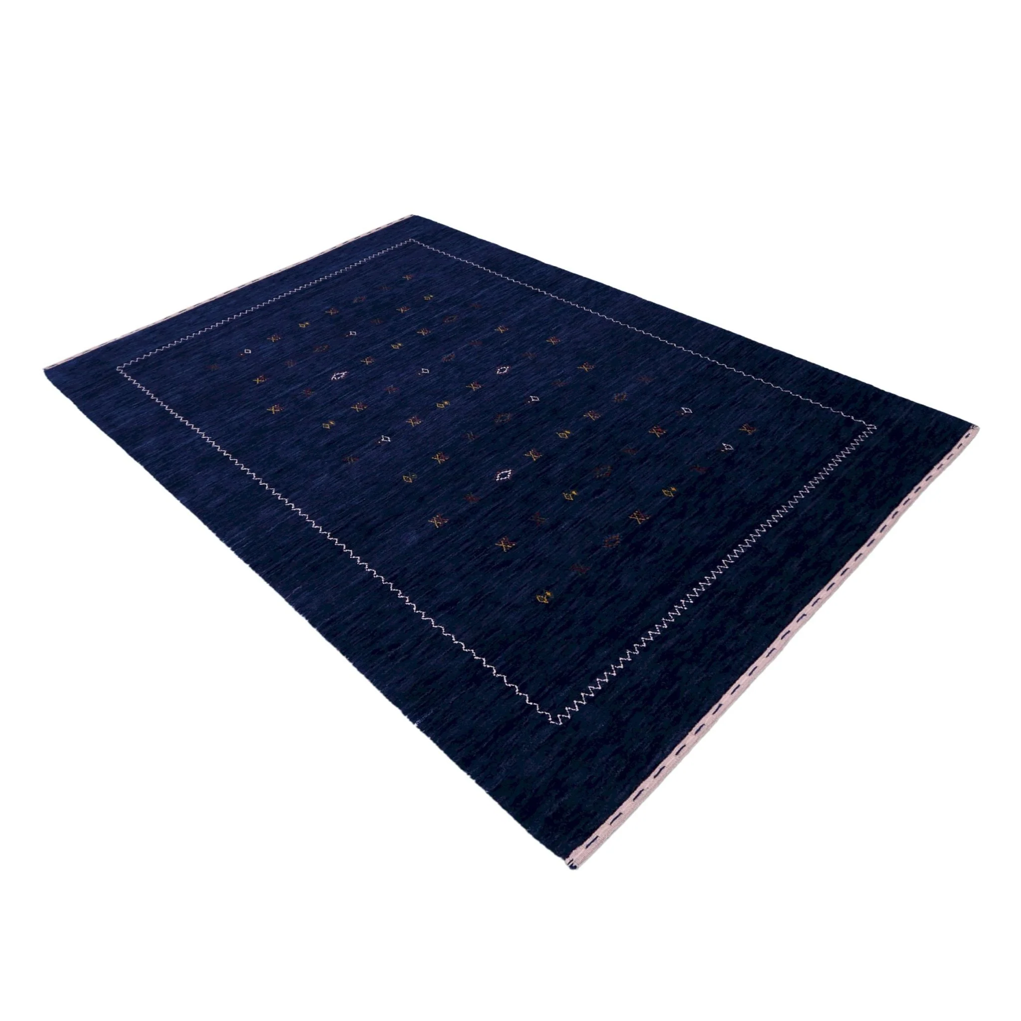 Blue And White Modern Design Hand Loomed Wool Area Rug - Image 4