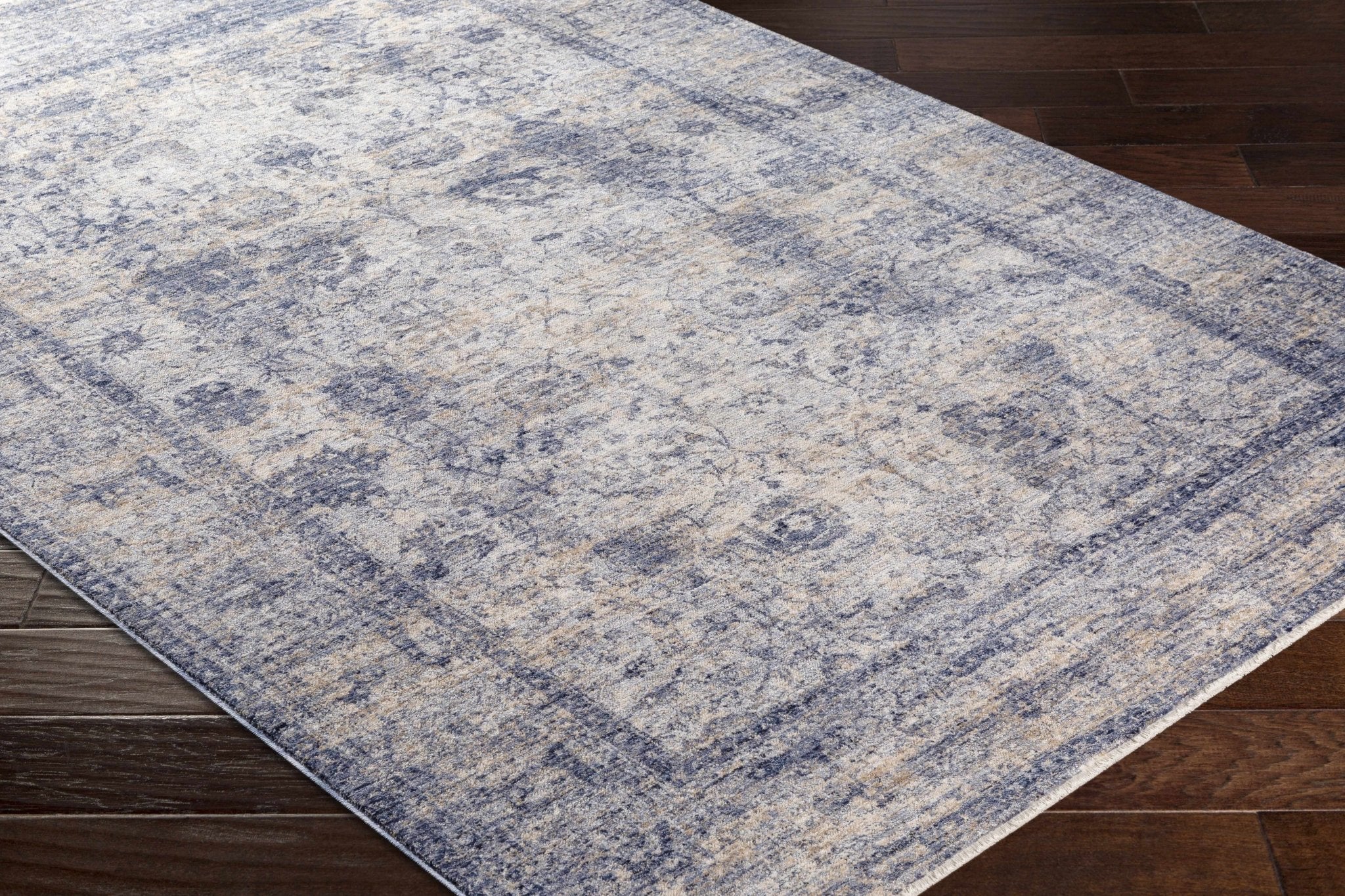 Blue And White Traditional Style Machine Woven Area Rug - Image 2