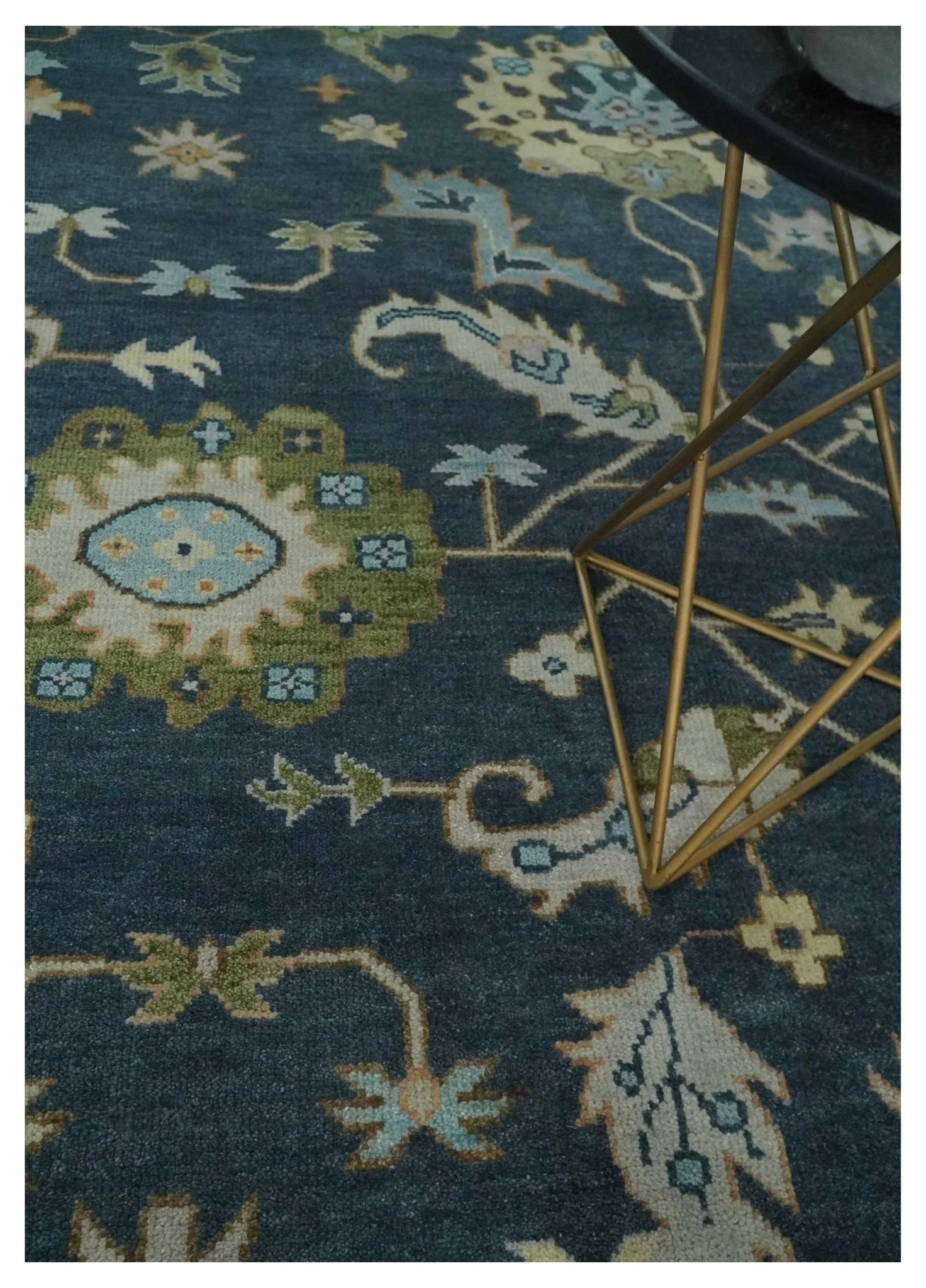 Blue, Beige and Green 10.3x13.8 Hand knotted Traditional Oushak Wool Area Rug, Kids, Living Room and Bedroom Rug - Image 2