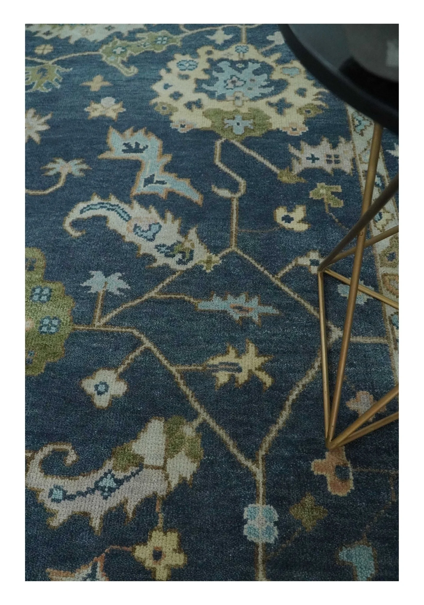 Custom Made Blue, Beige and Green Multi size Hand knotted Traditional Oushak Wool Area Rug - Image 2