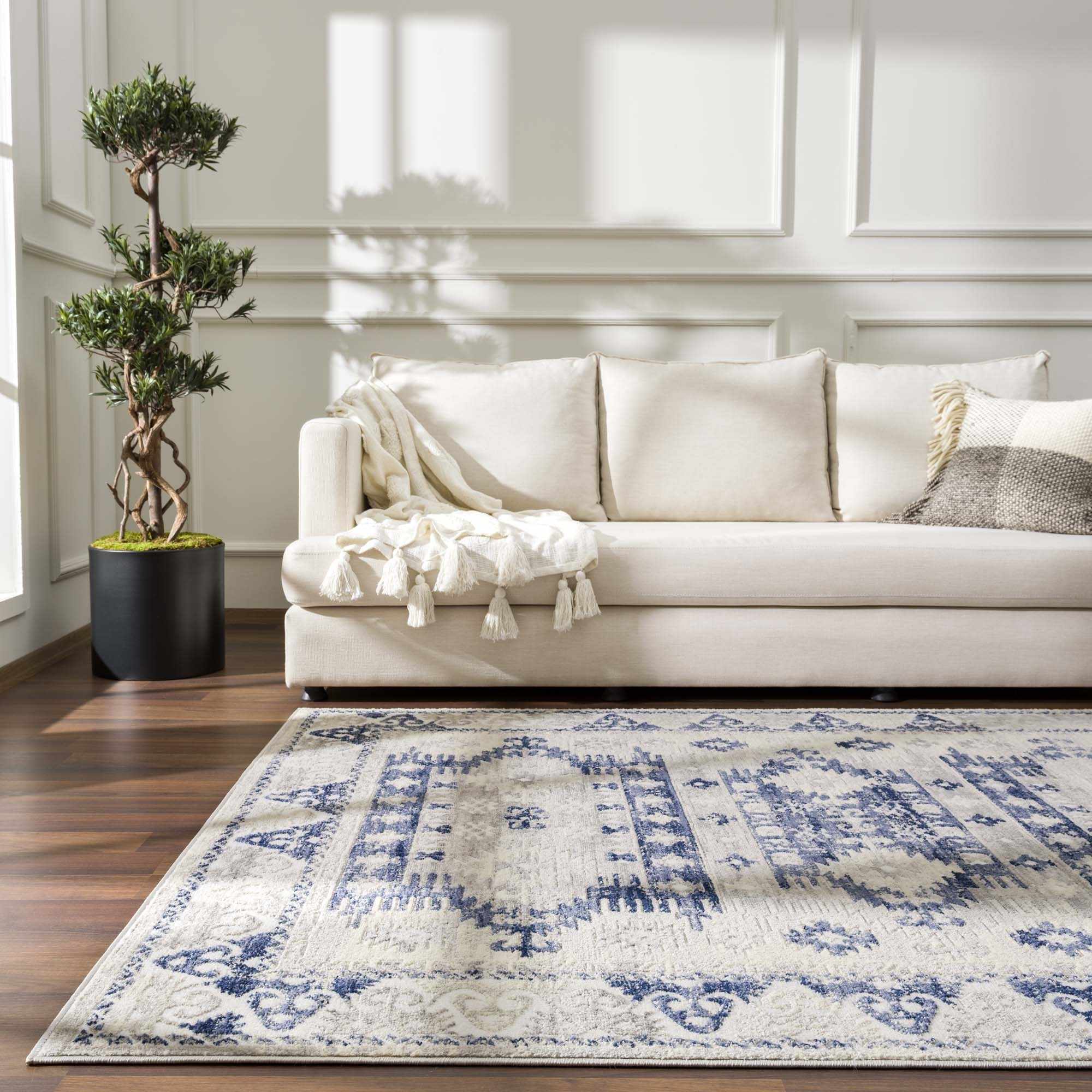 Blue, Beige and Taupe Traditional oriental bohemian area rug - Image 12