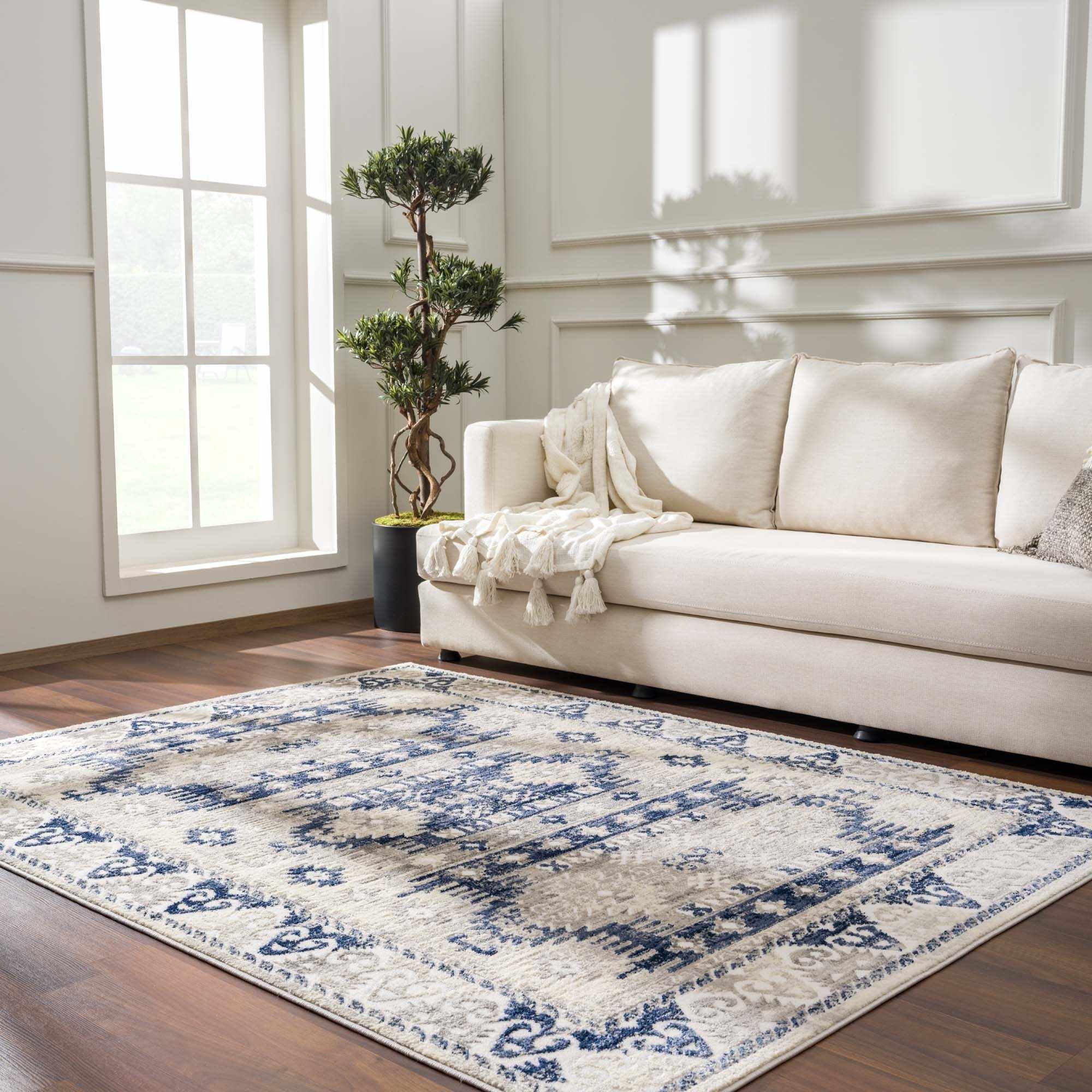 Blue, Beige and Taupe Traditional oriental bohemian area rug - Image 13