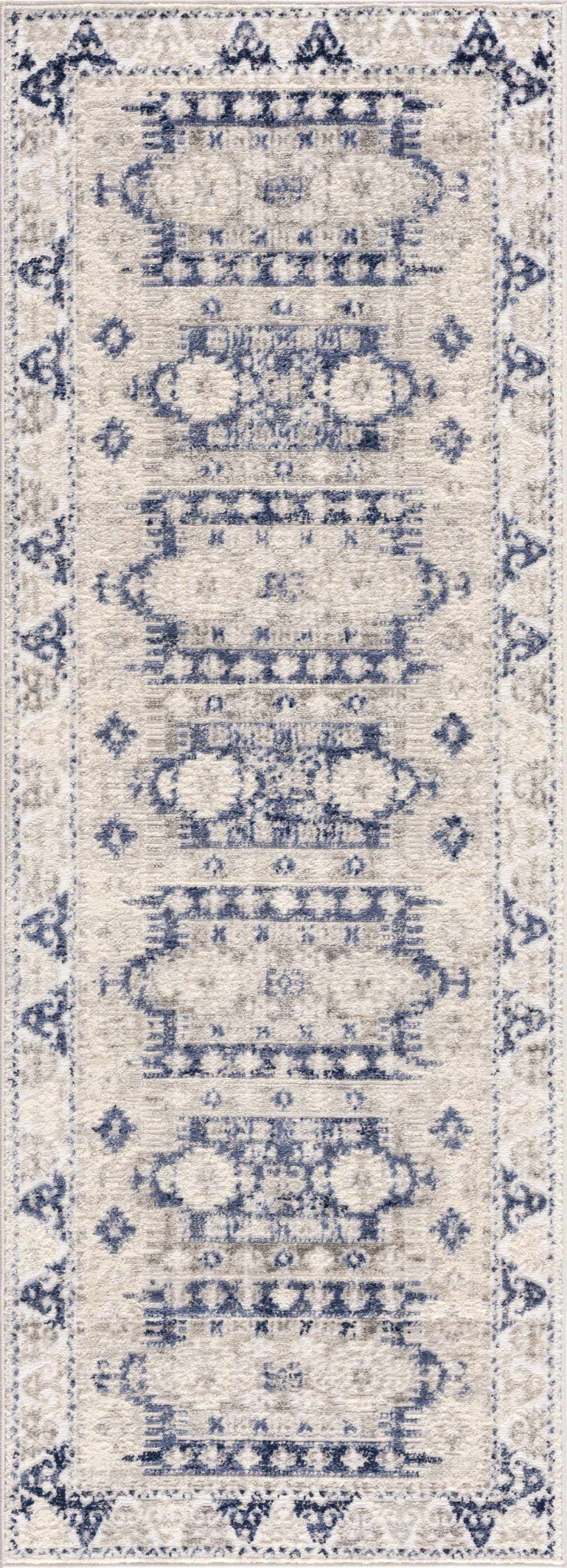 Blue, Beige and Taupe Traditional oriental bohemian area rug - Image 4