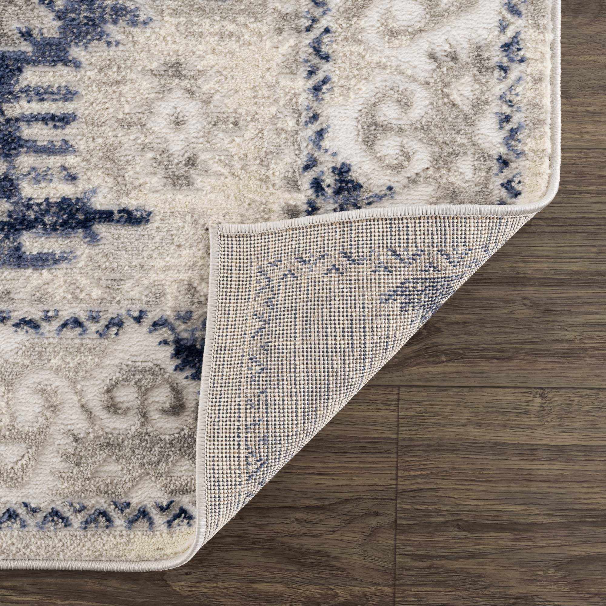 Blue, Beige and Taupe Traditional oriental bohemian area rug - Image 5